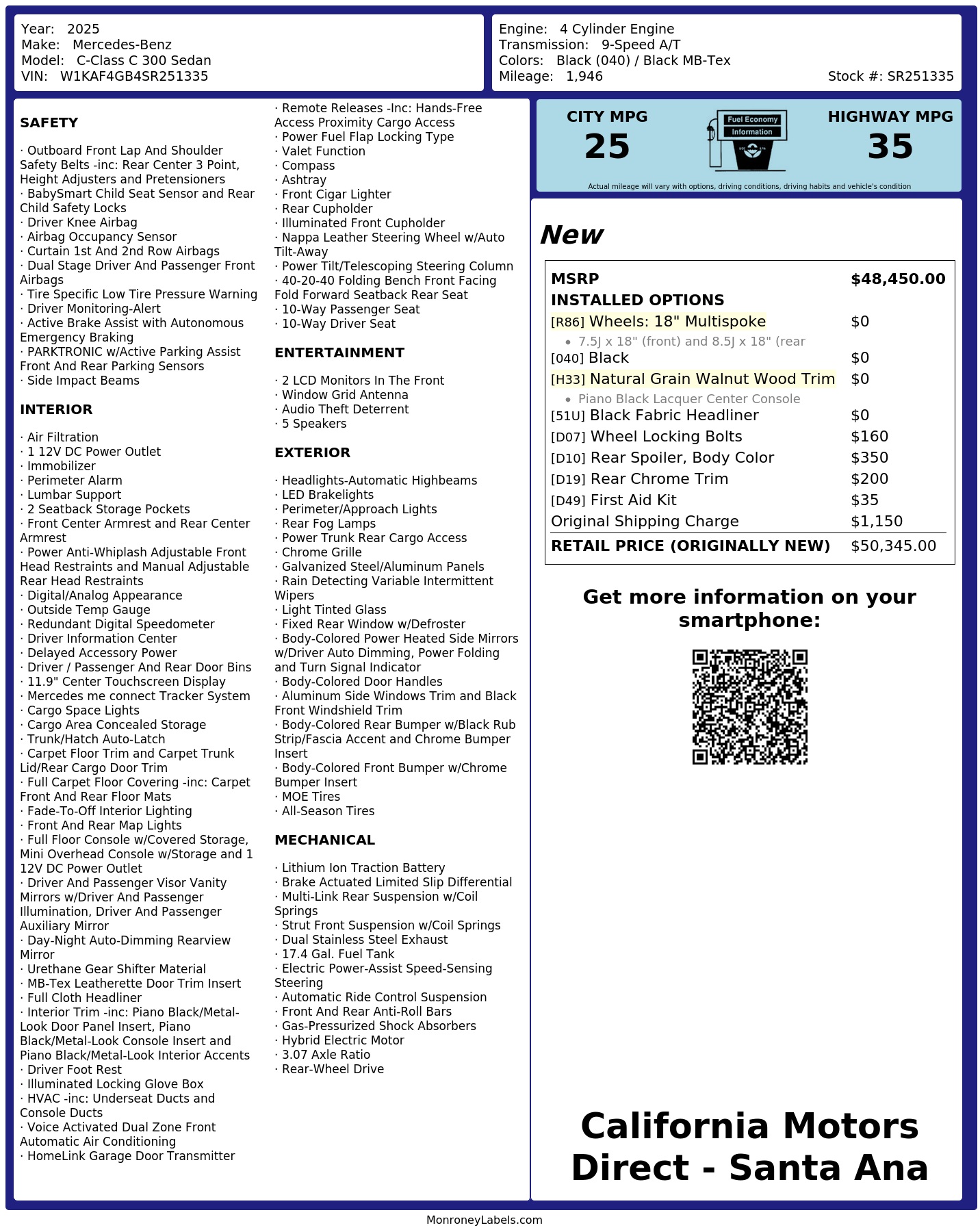 Monroney Label