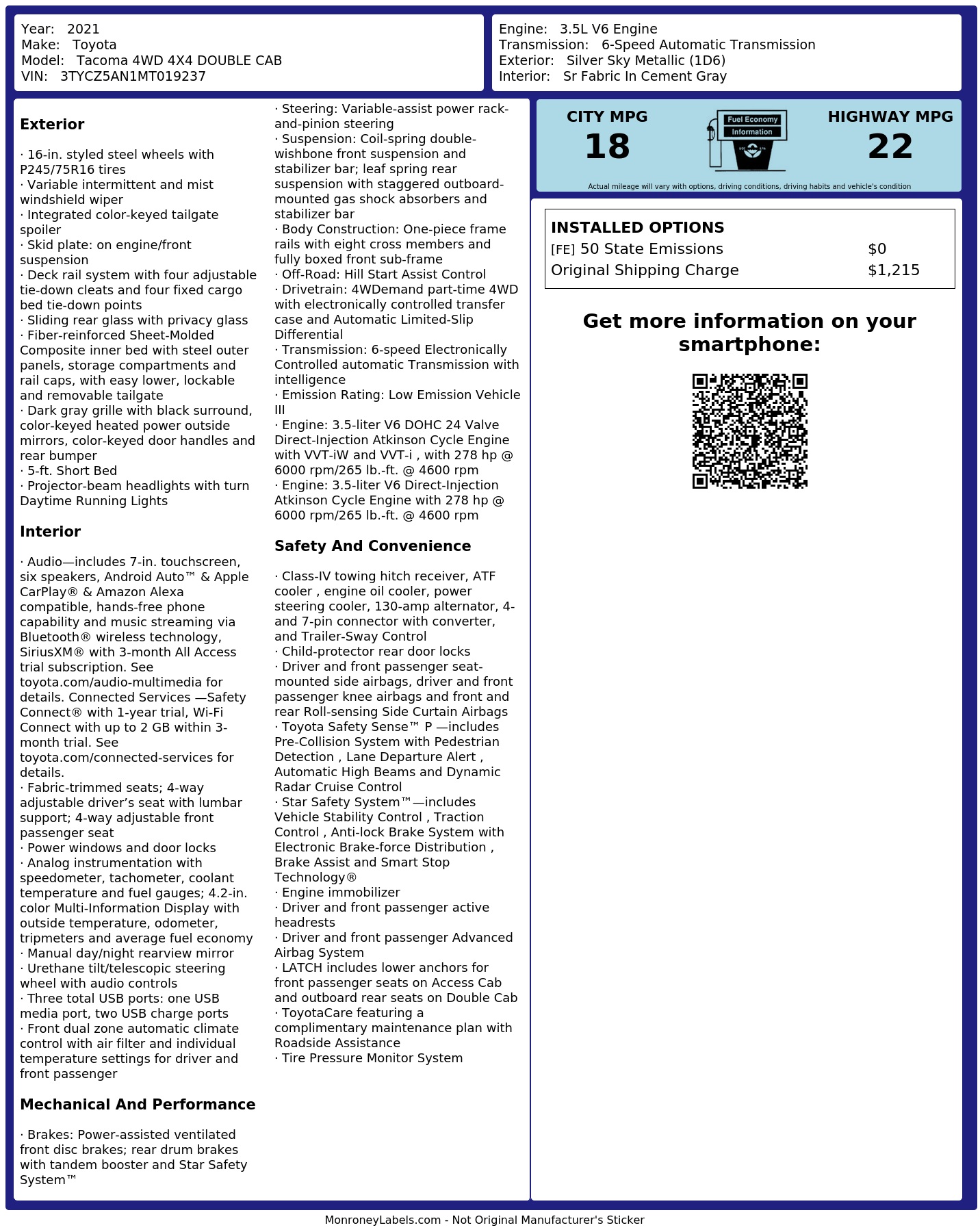 Monroney Label