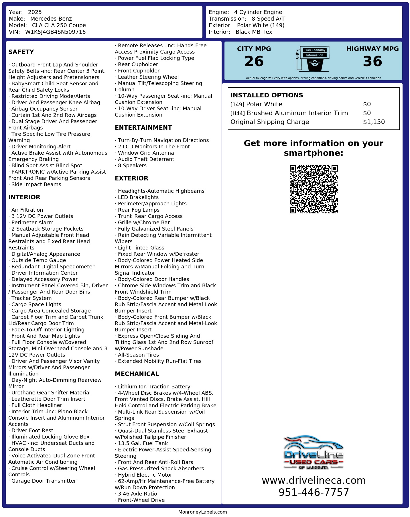 Monroney Label