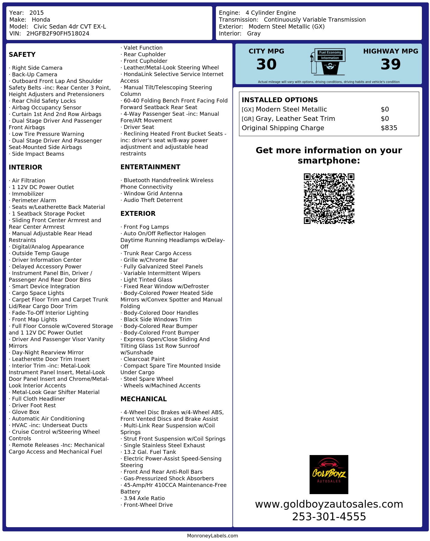 Monroney Label