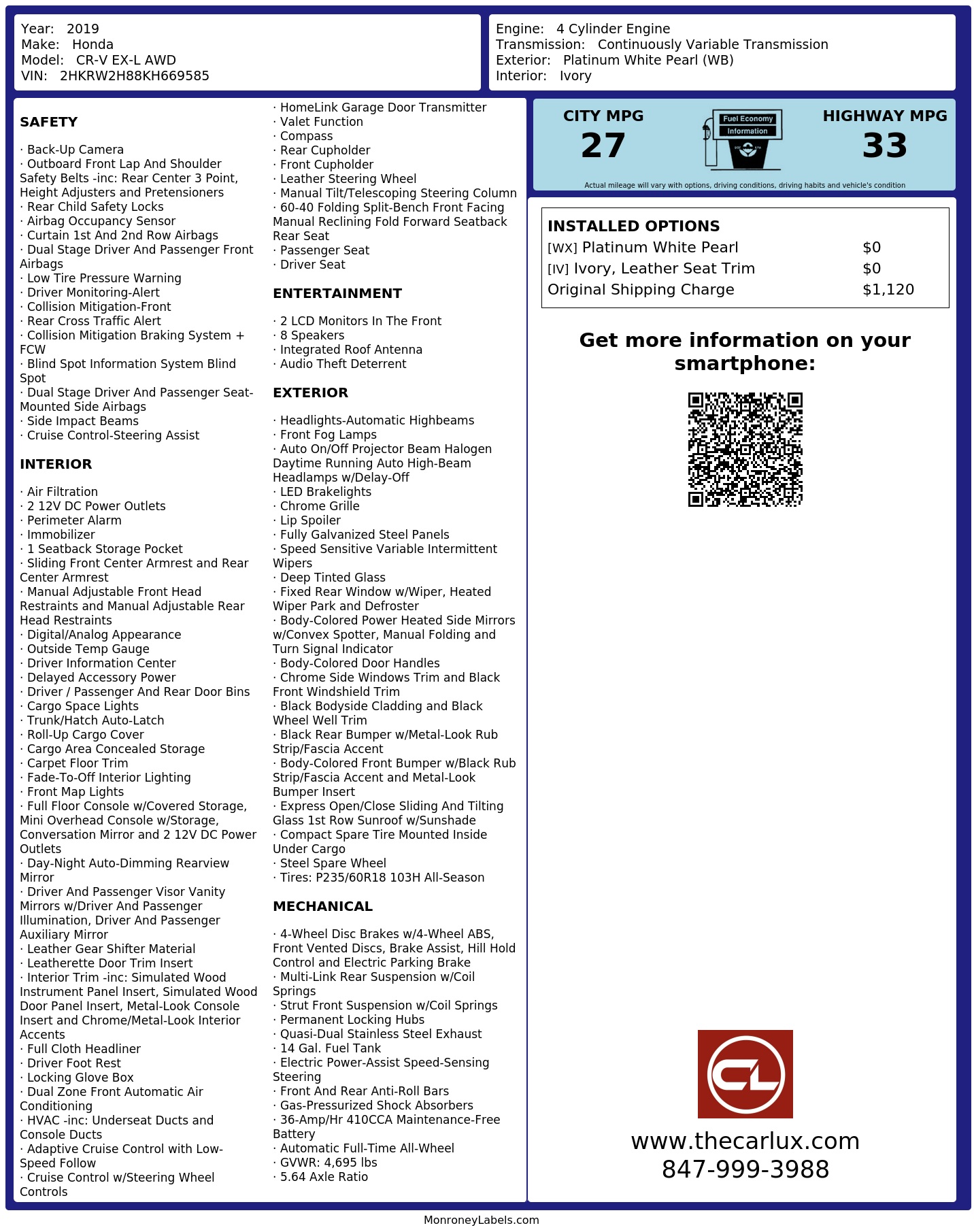 Monroney Label