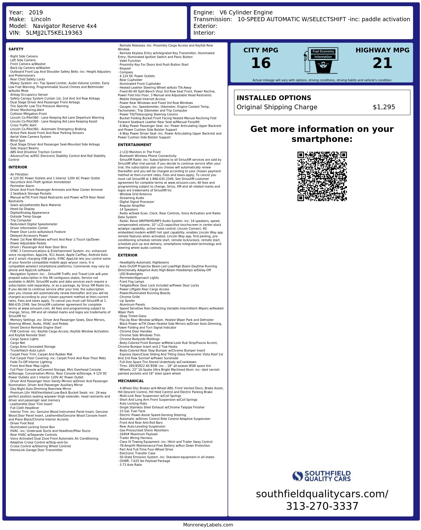 Monroney Label