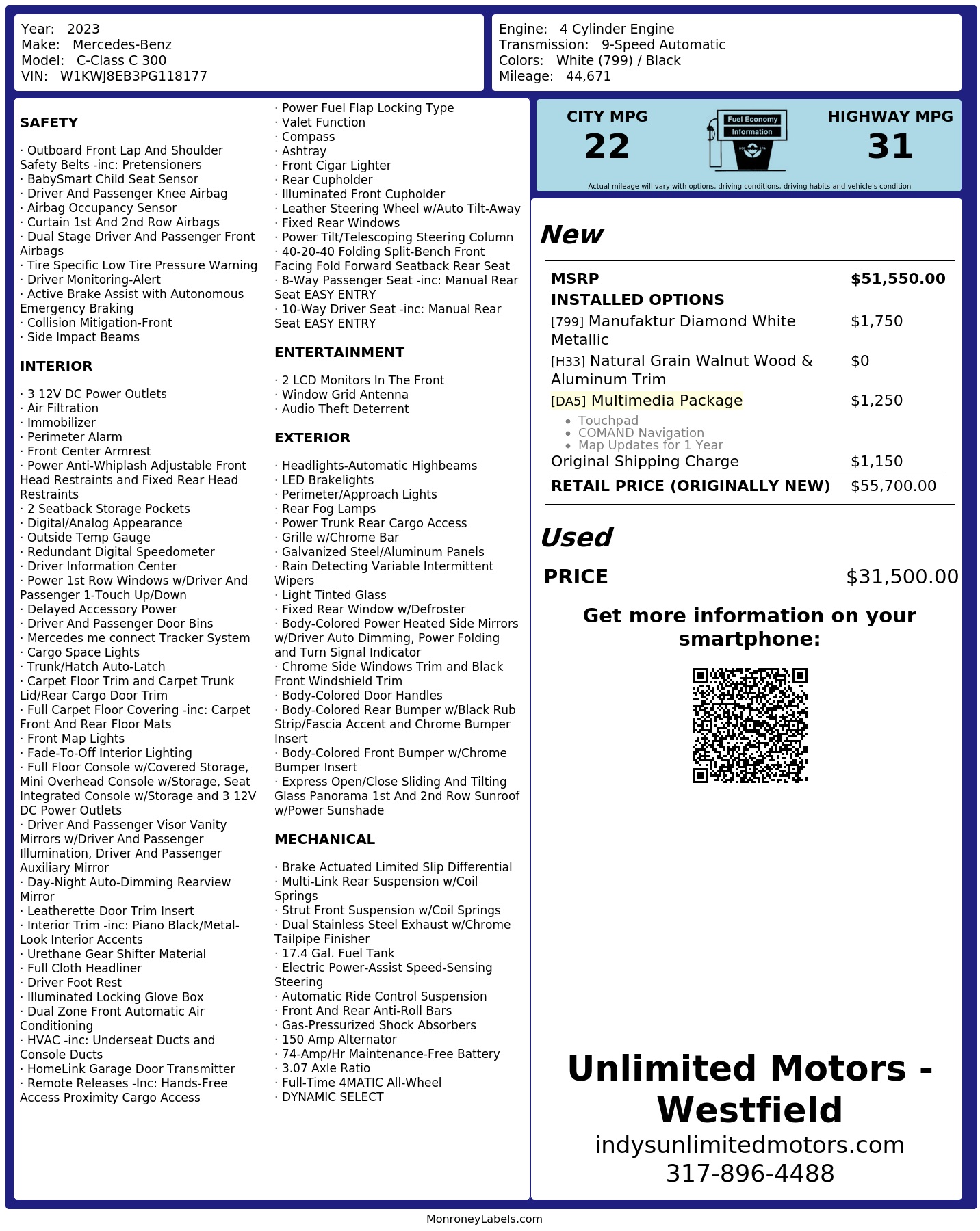 Monroney Label