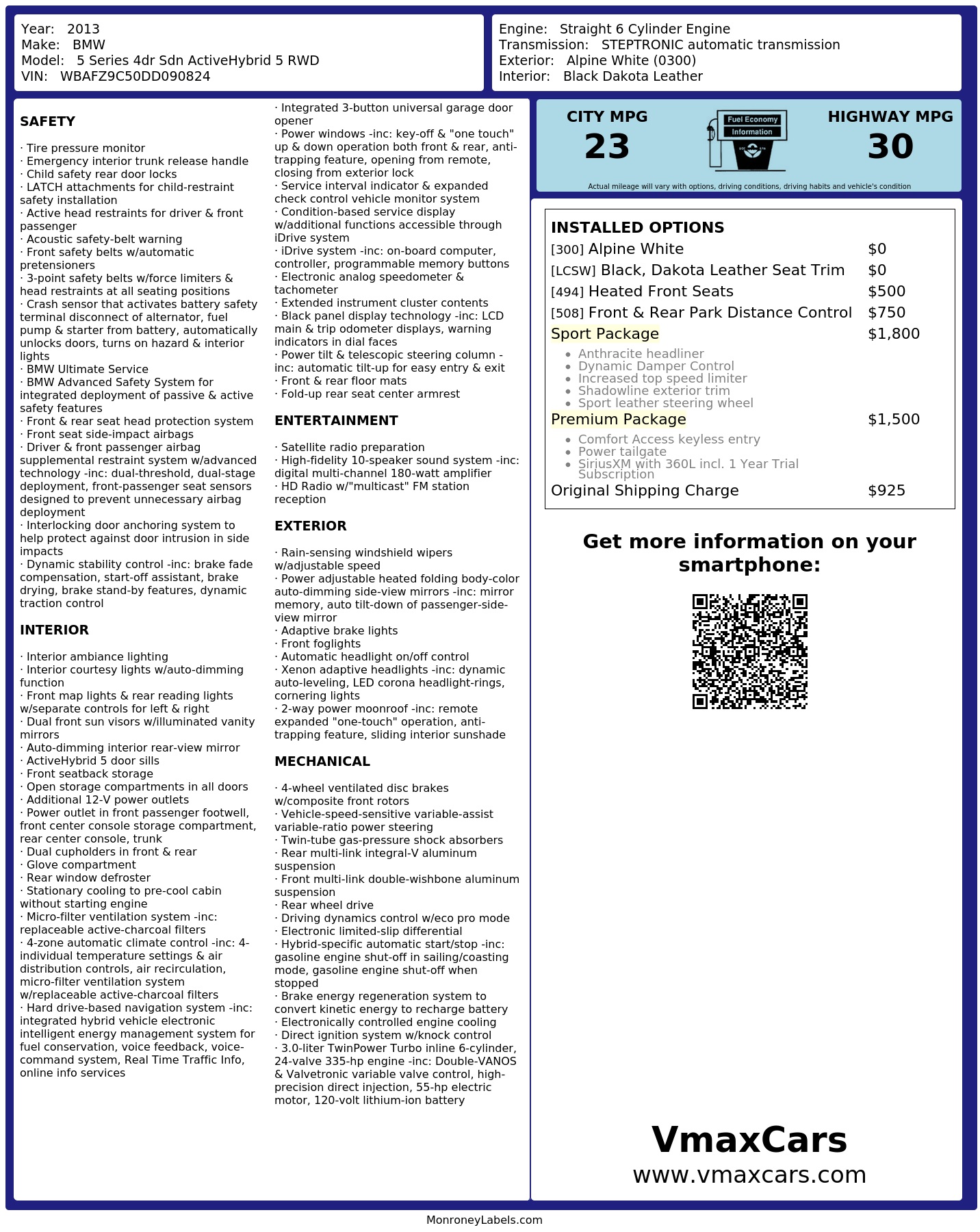 Monroney Label