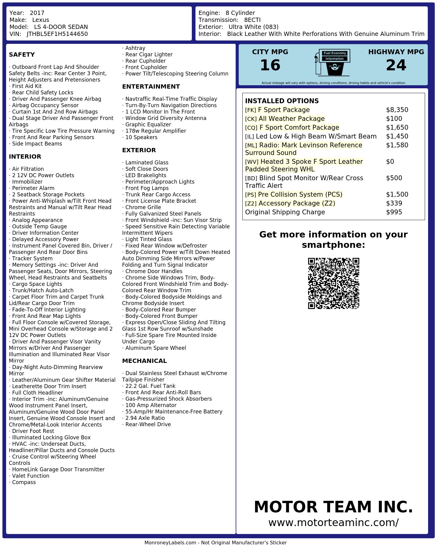 Monroney Label
