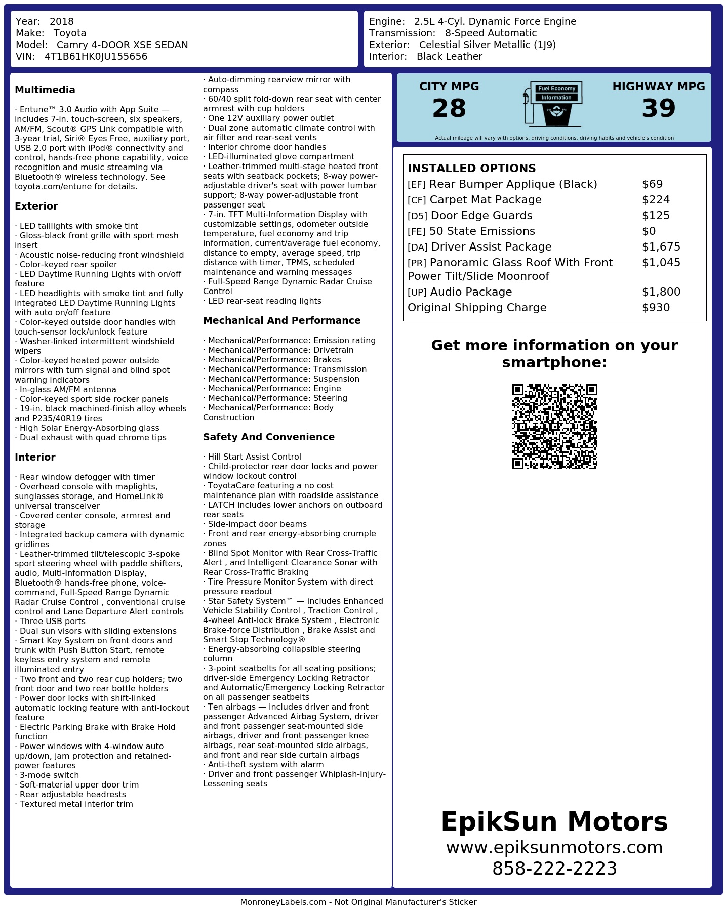 Monroney Label