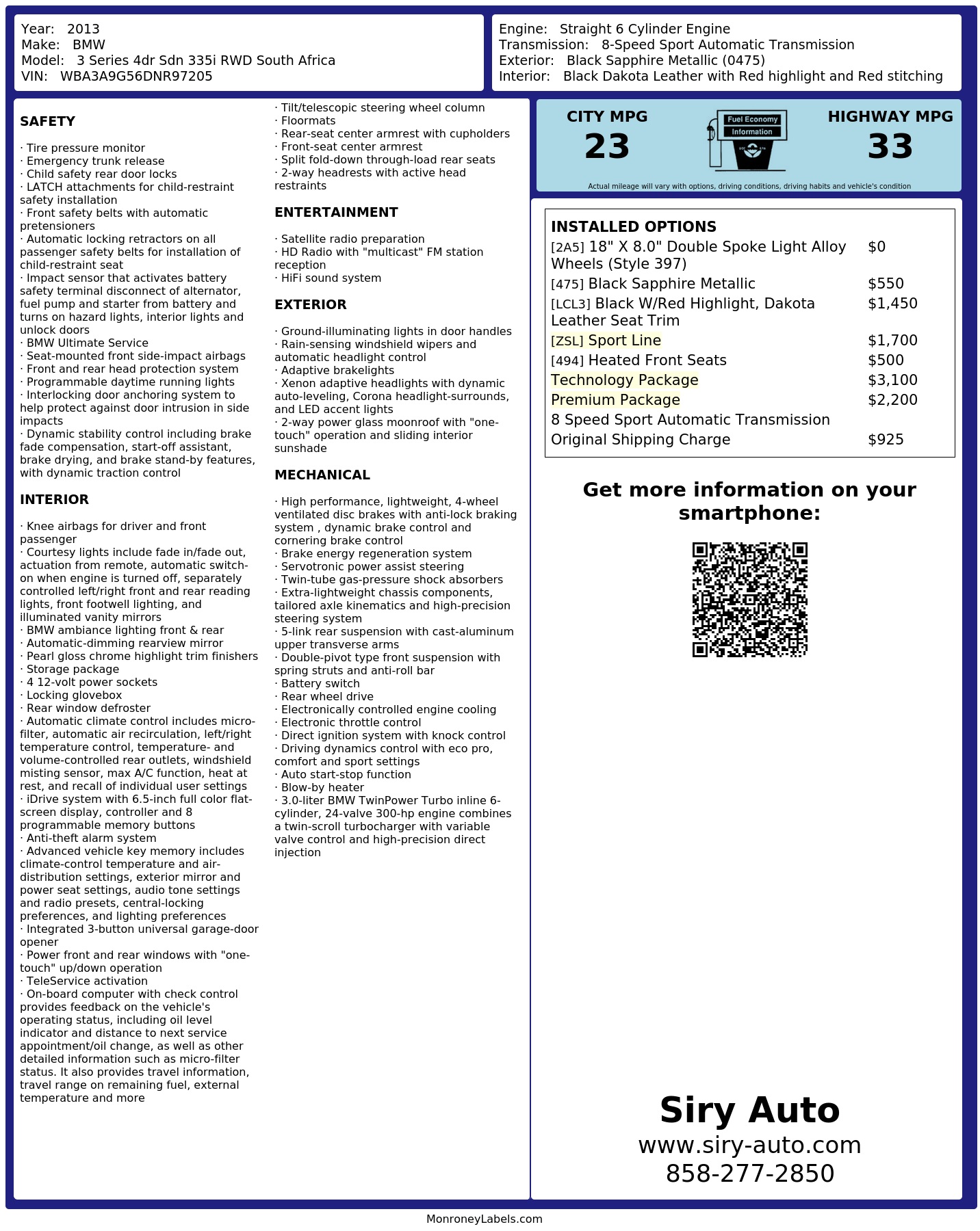 Monroney Label