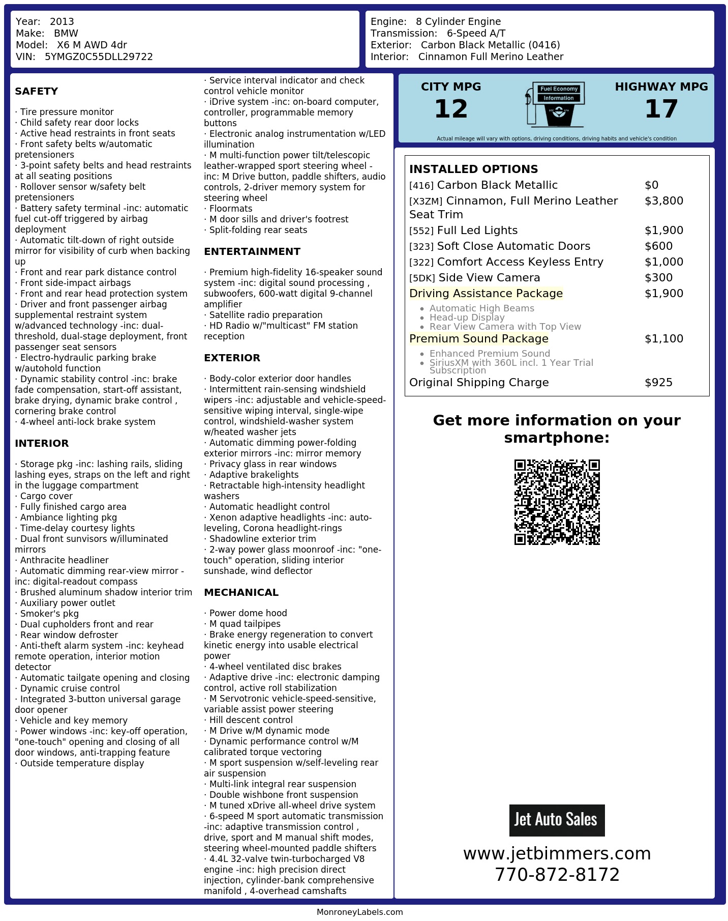 Monroney Label