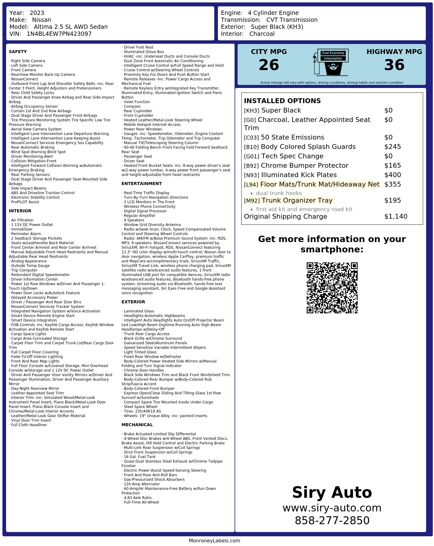 Monroney Label
