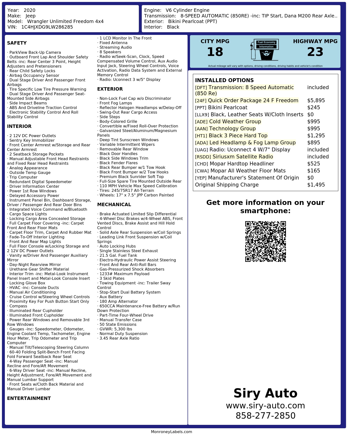 Monroney Label