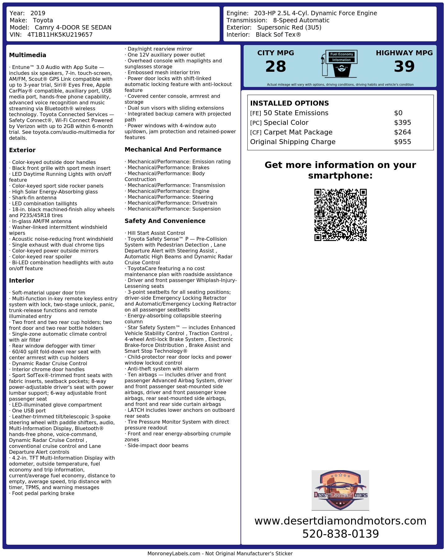 Monroney Label