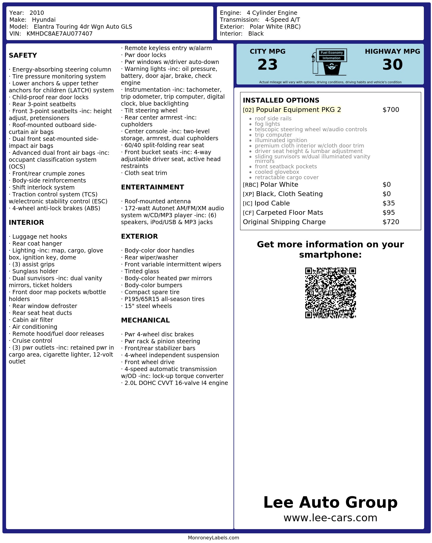 Monroney Label