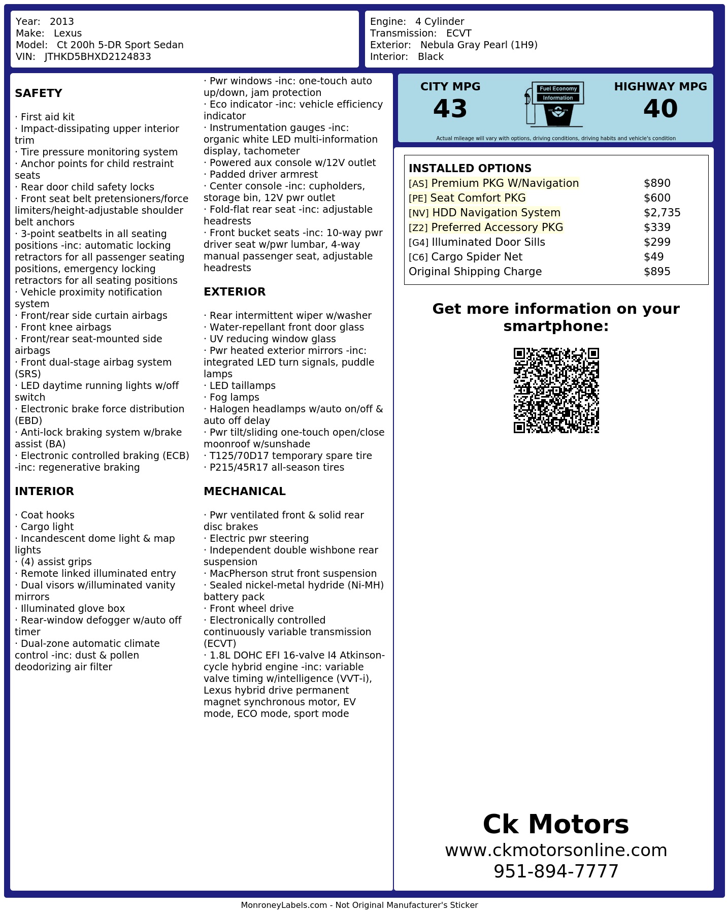 Monroney Label
