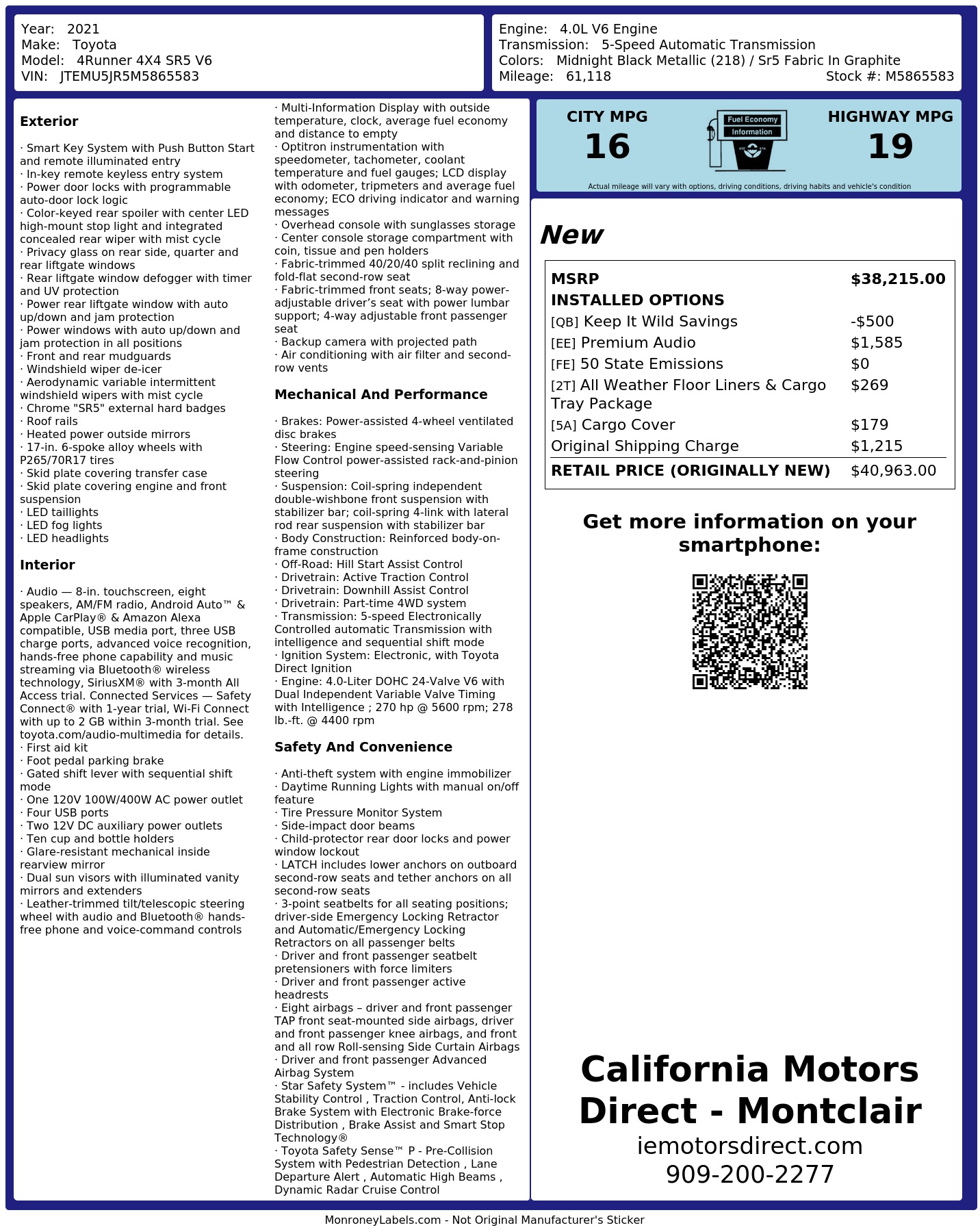 Monroney Label