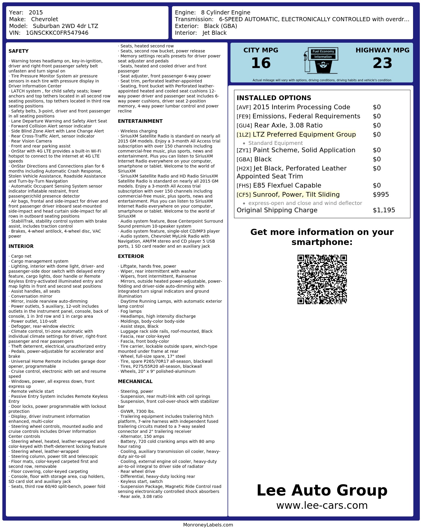 Monroney Label
