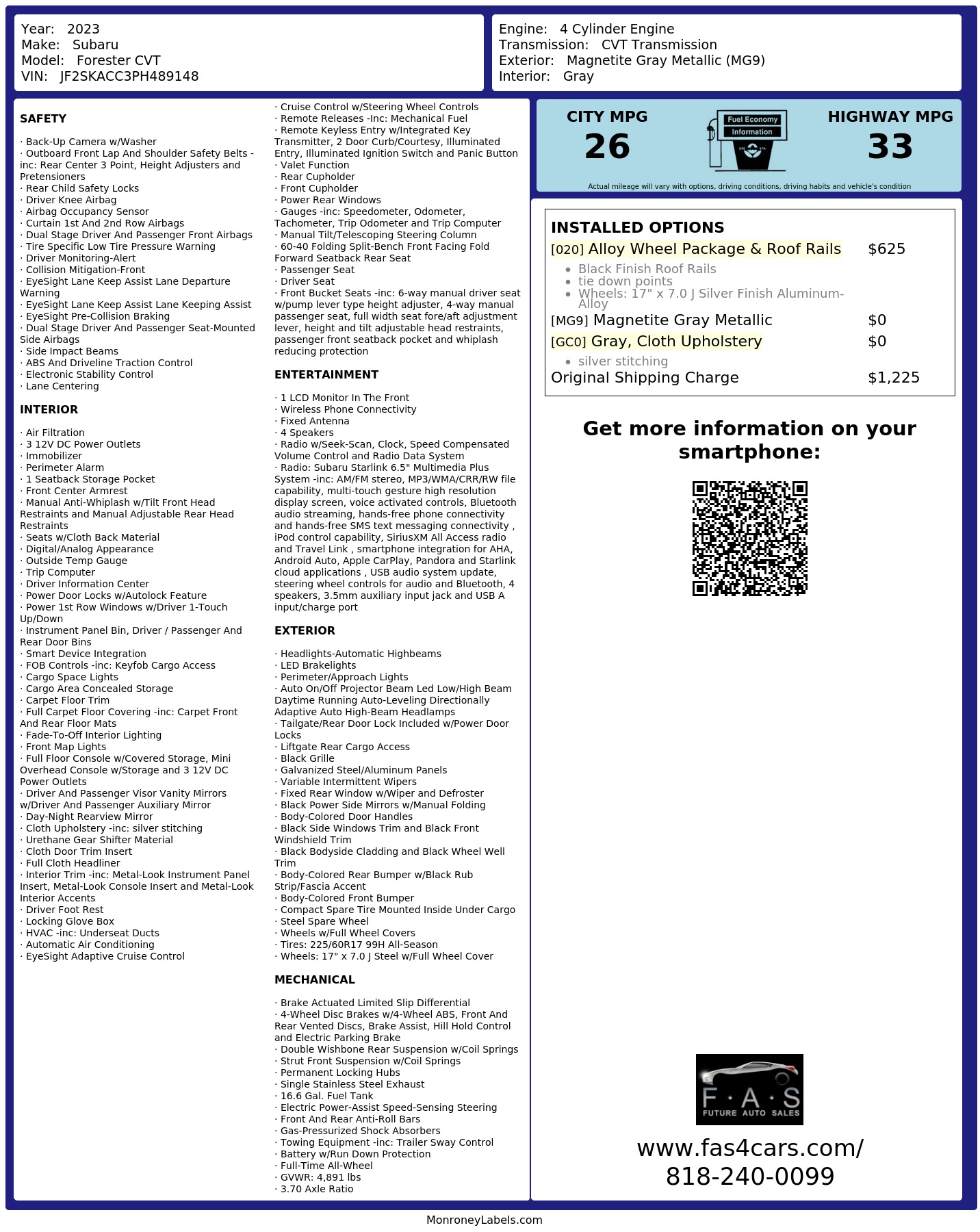 Monroney Label