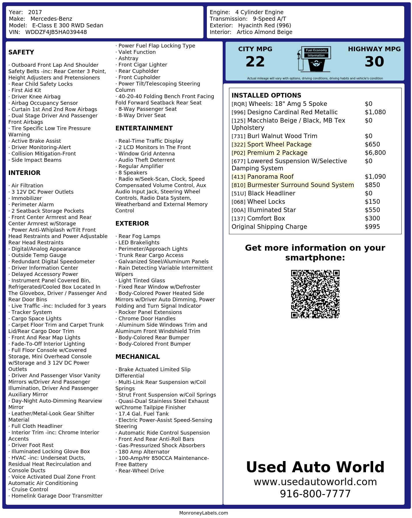 Monroney Label