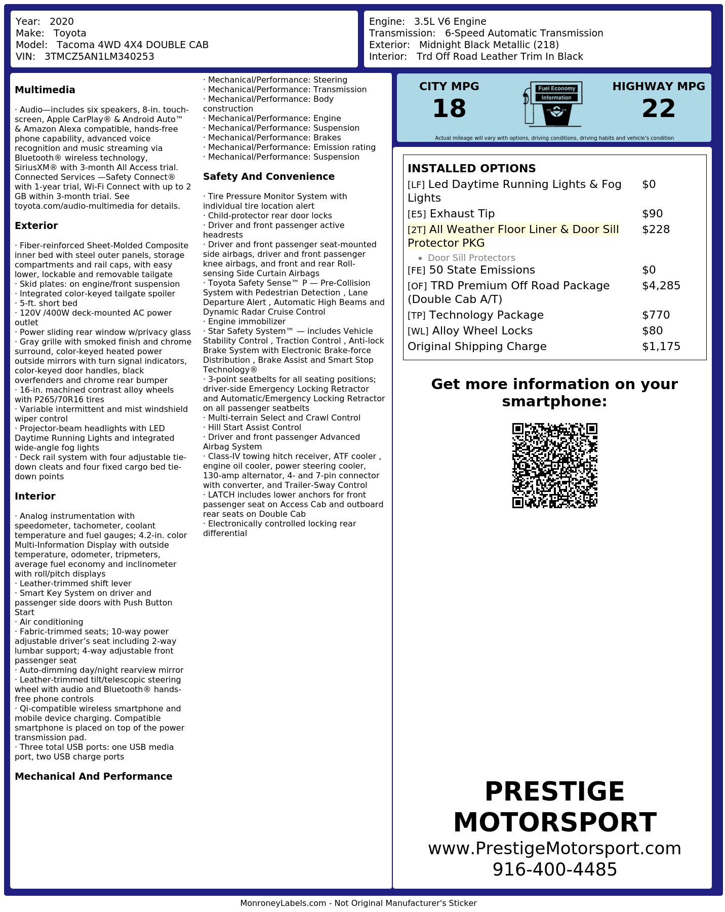 Monroney Label