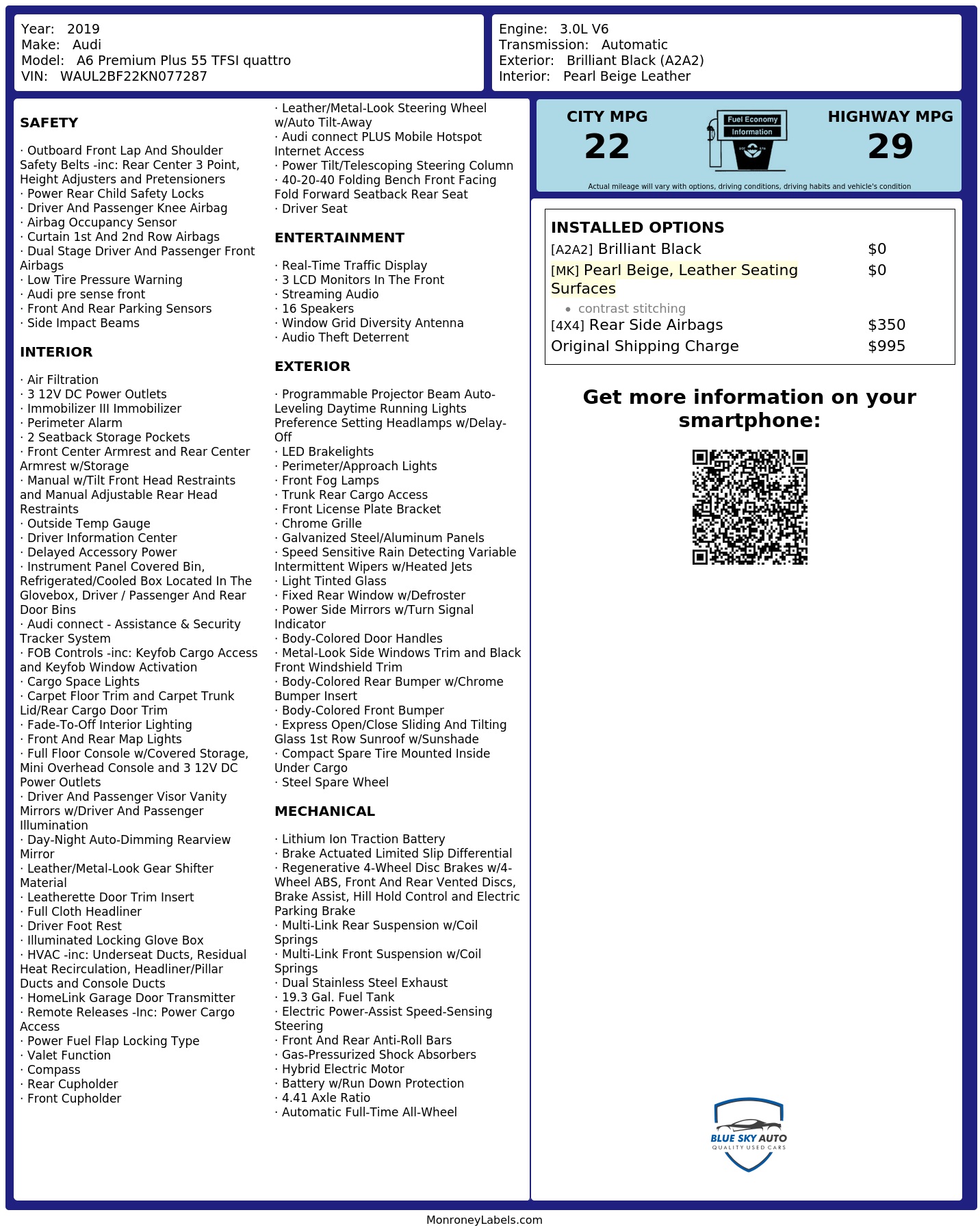 Monroney Label