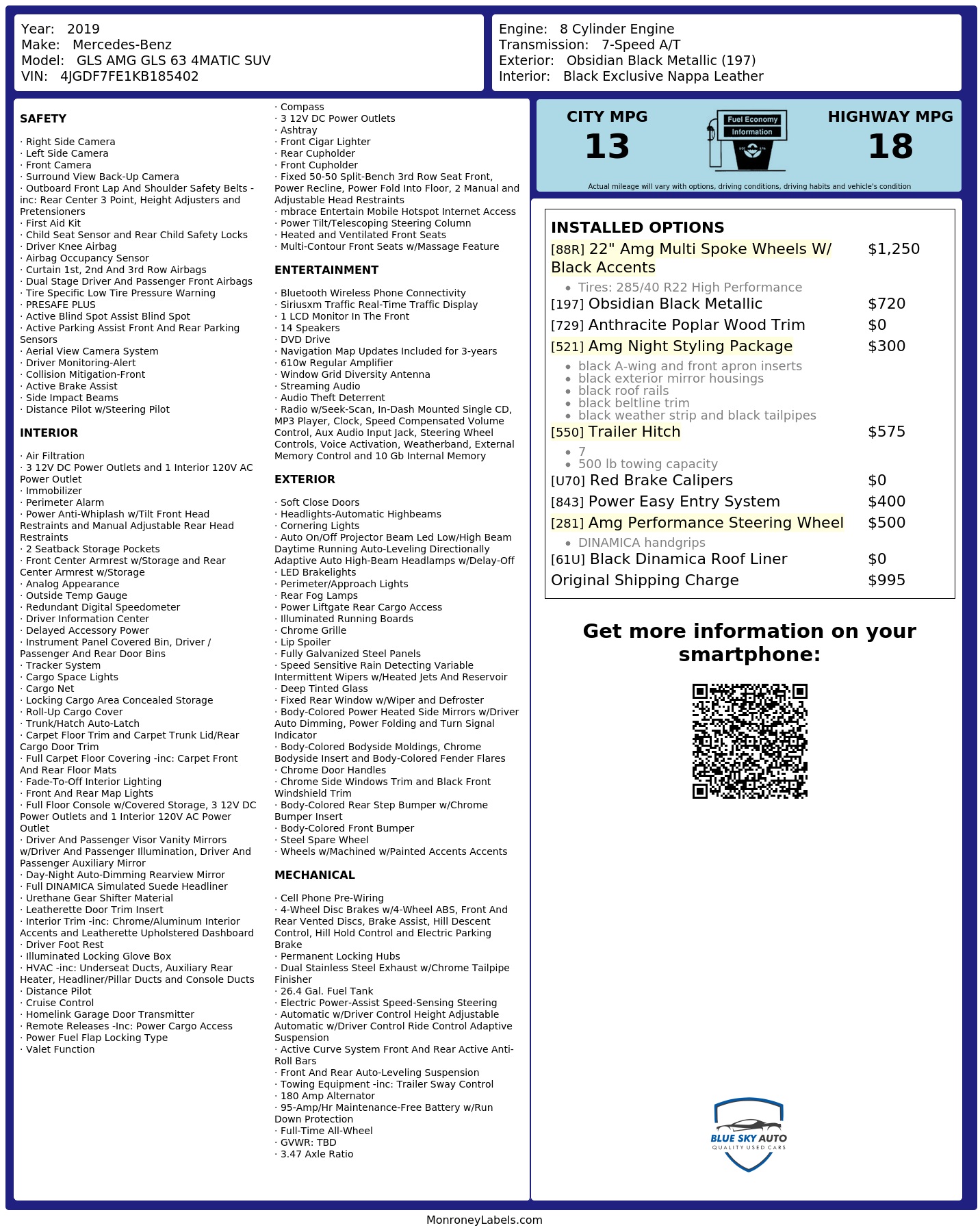 Monroney Label