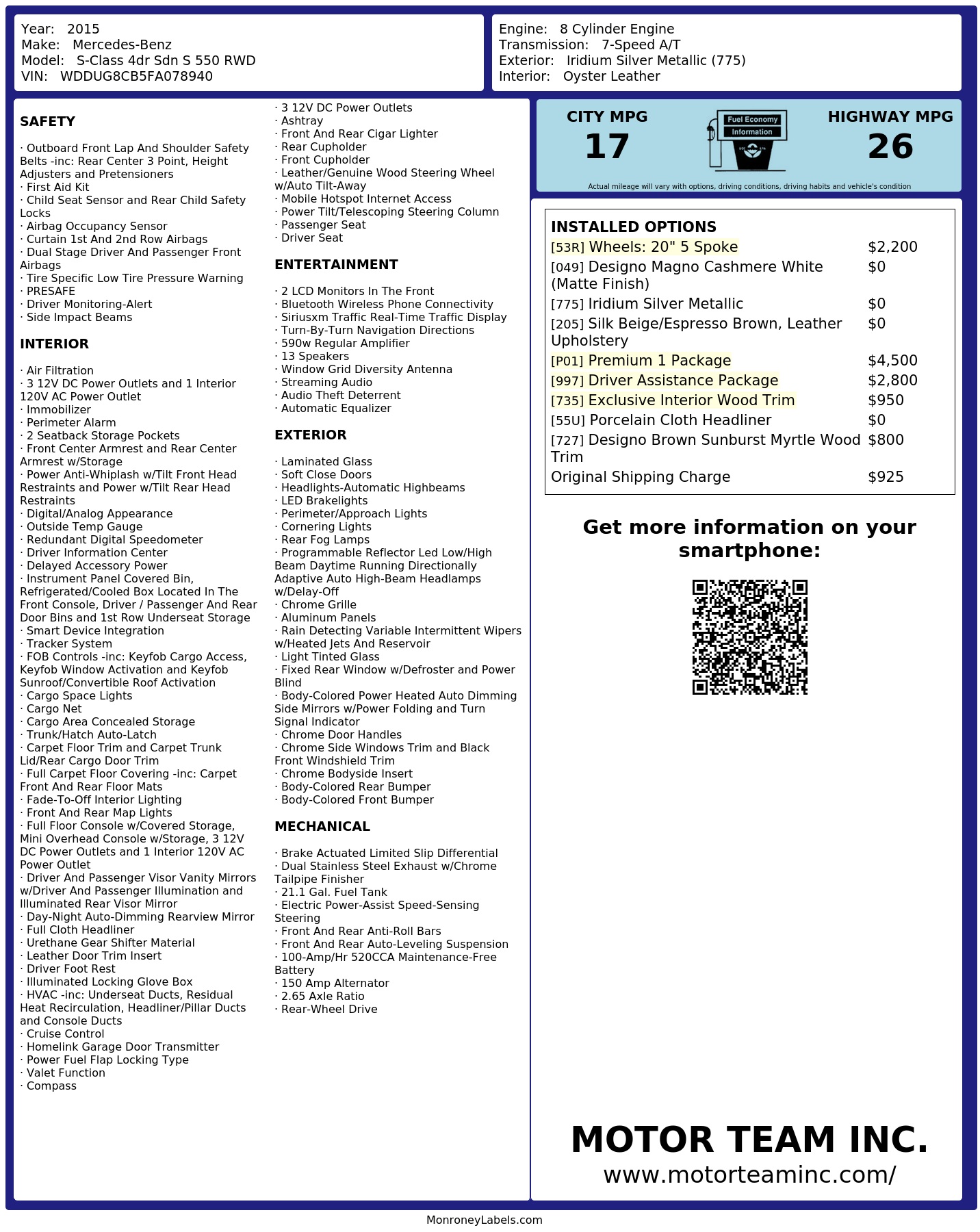 Monroney Label