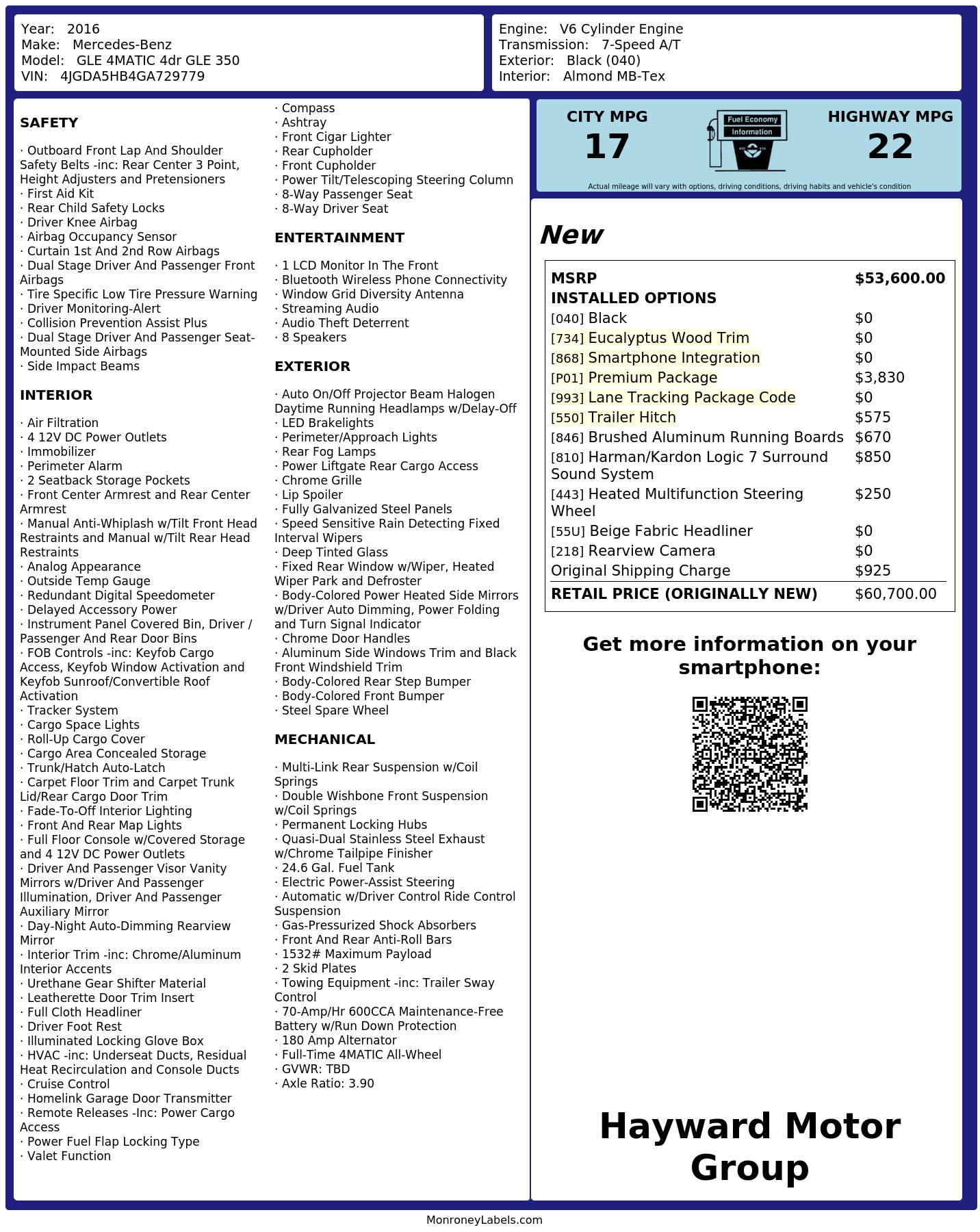 Monroney Label