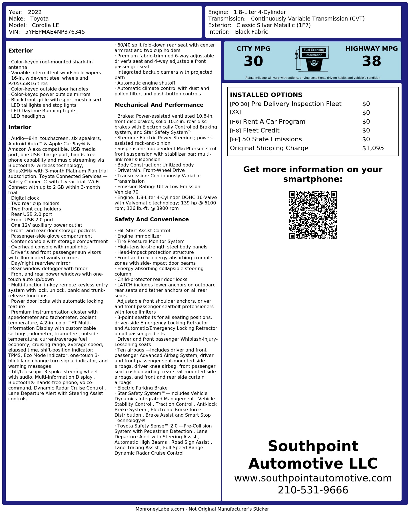 Monroney Label