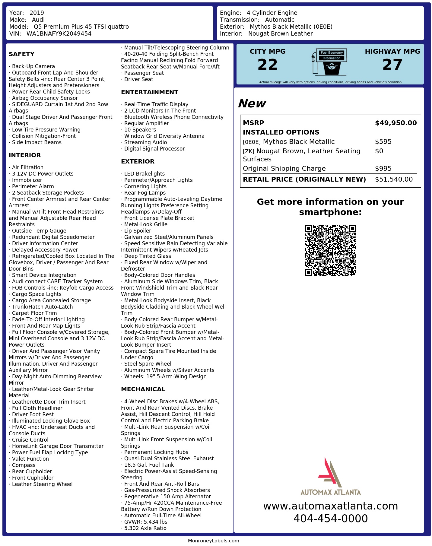 Monroney Label