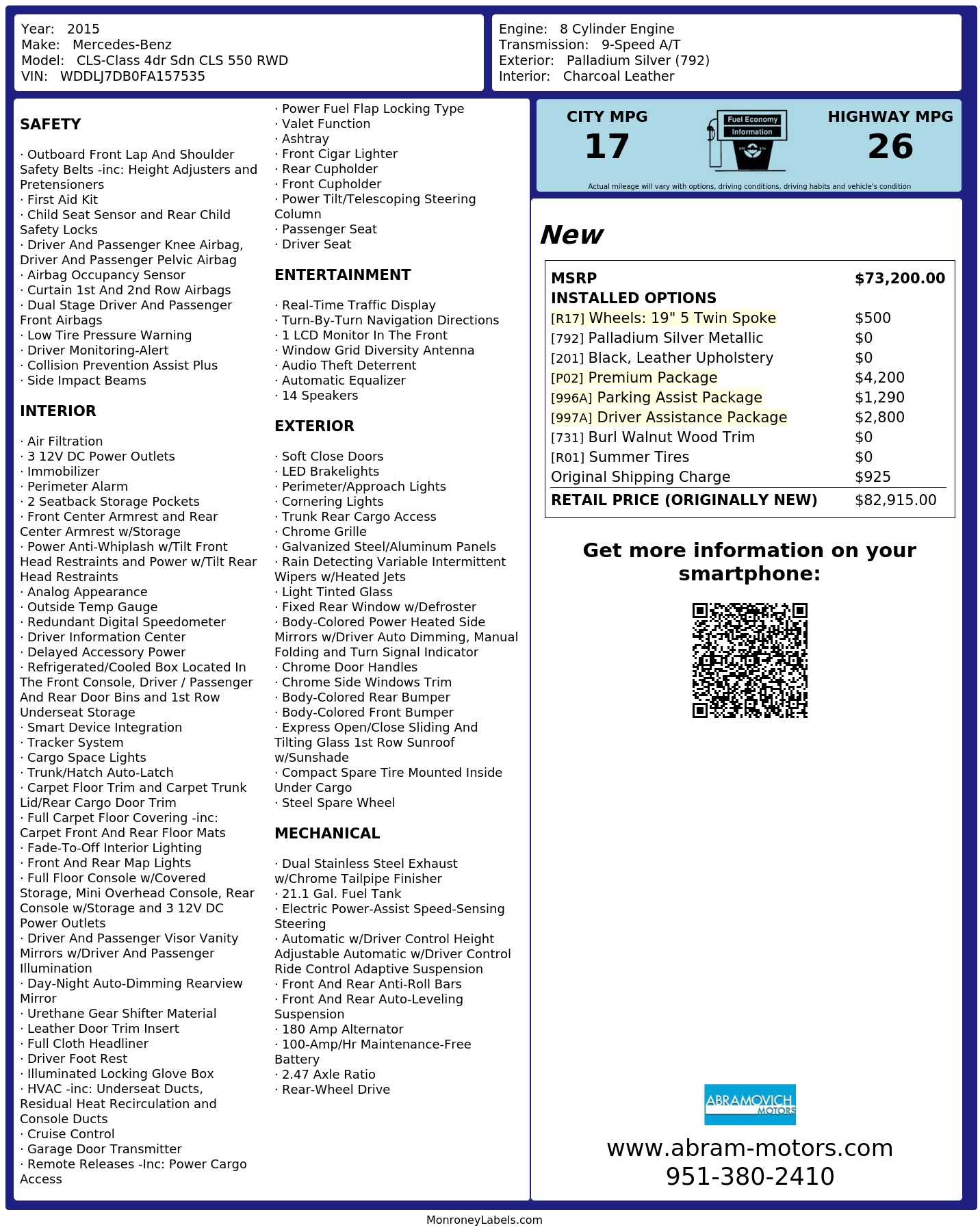 Monroney Label