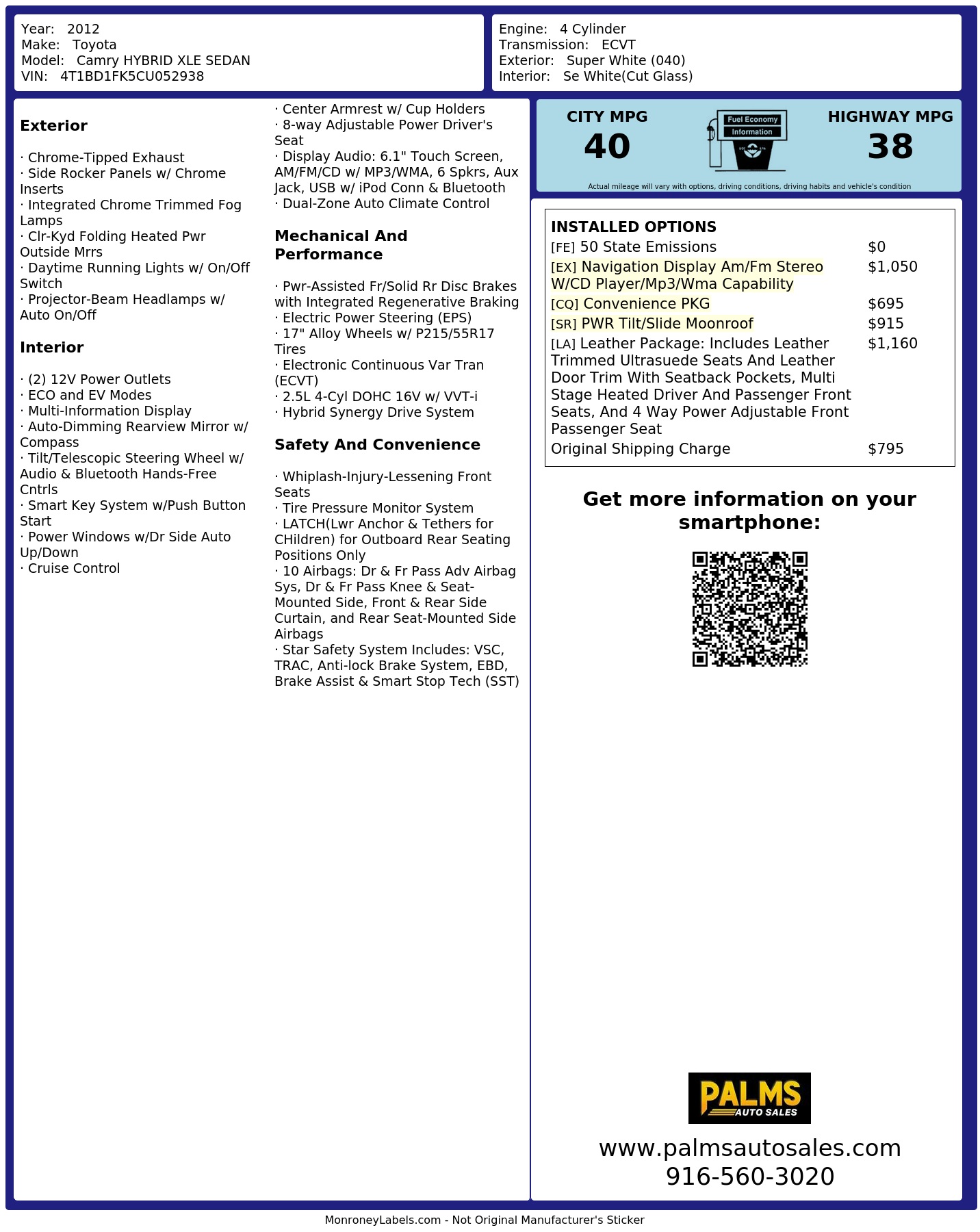Monroney Label