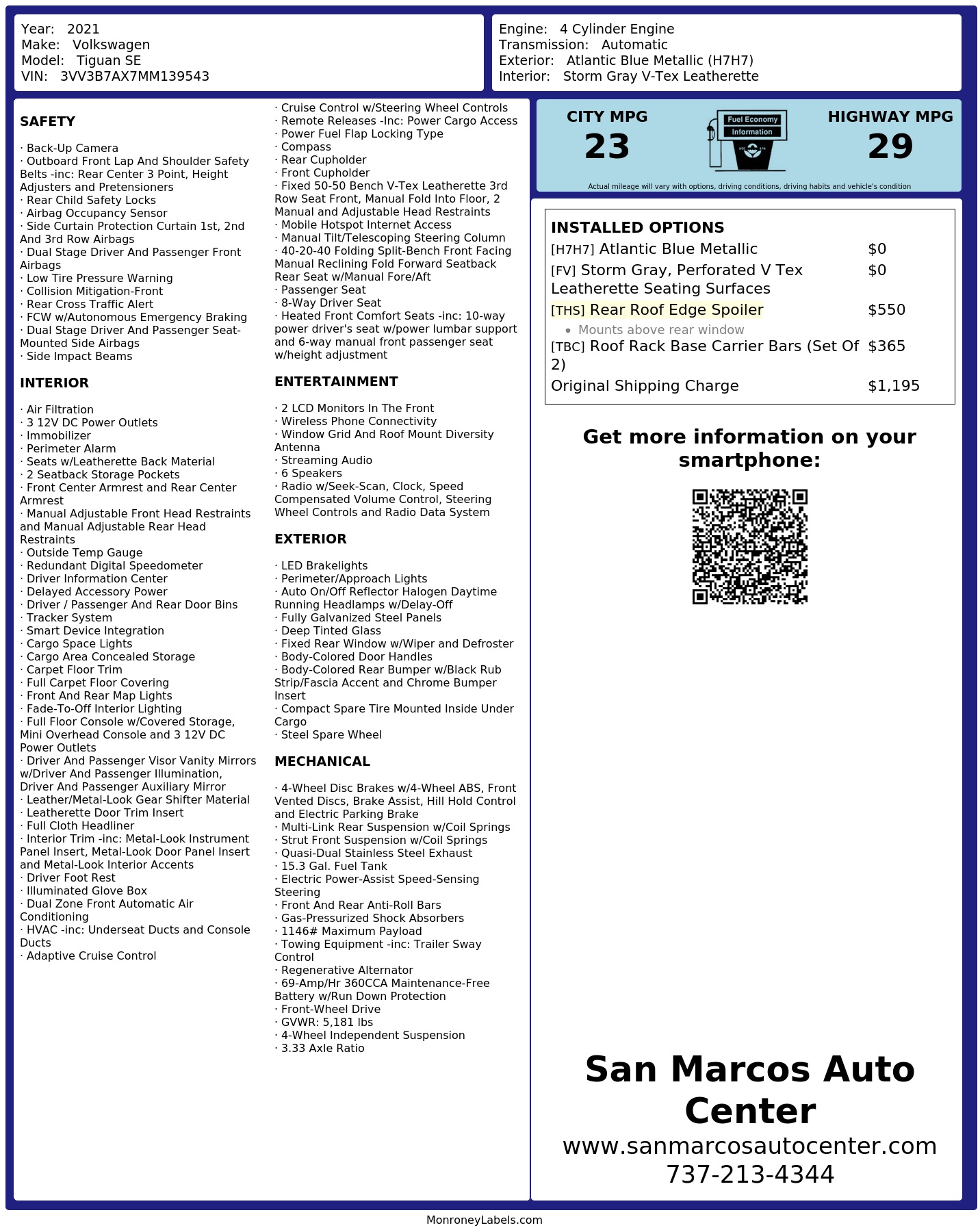 Monroney Label