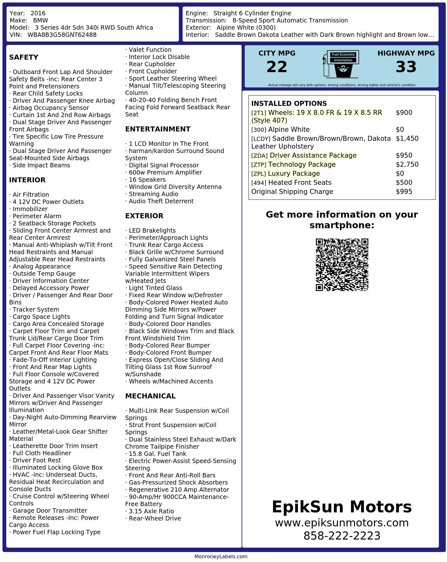 Monroney Label