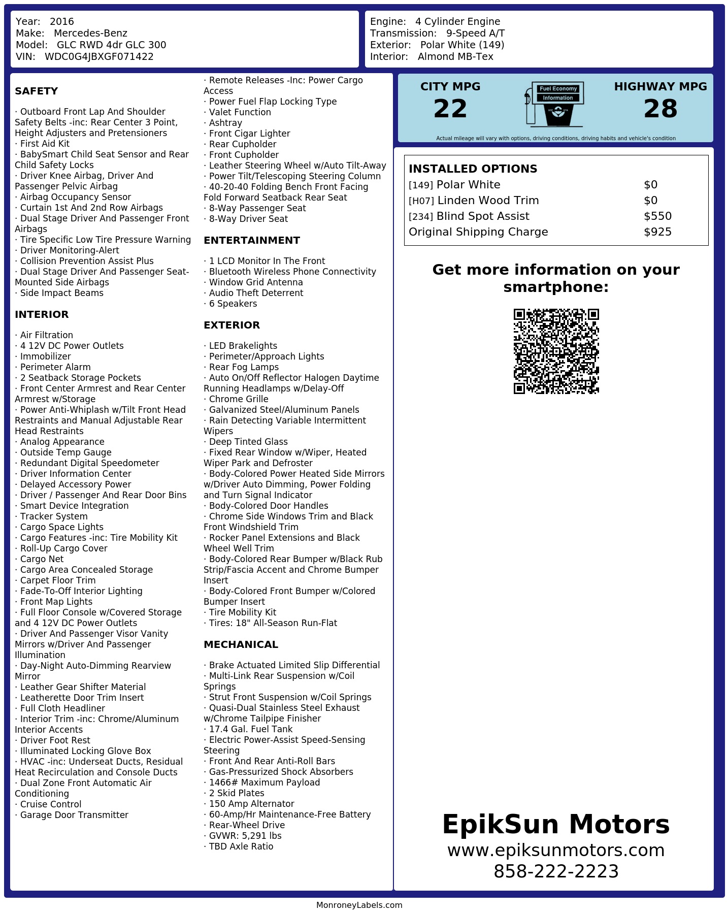 Monroney Label