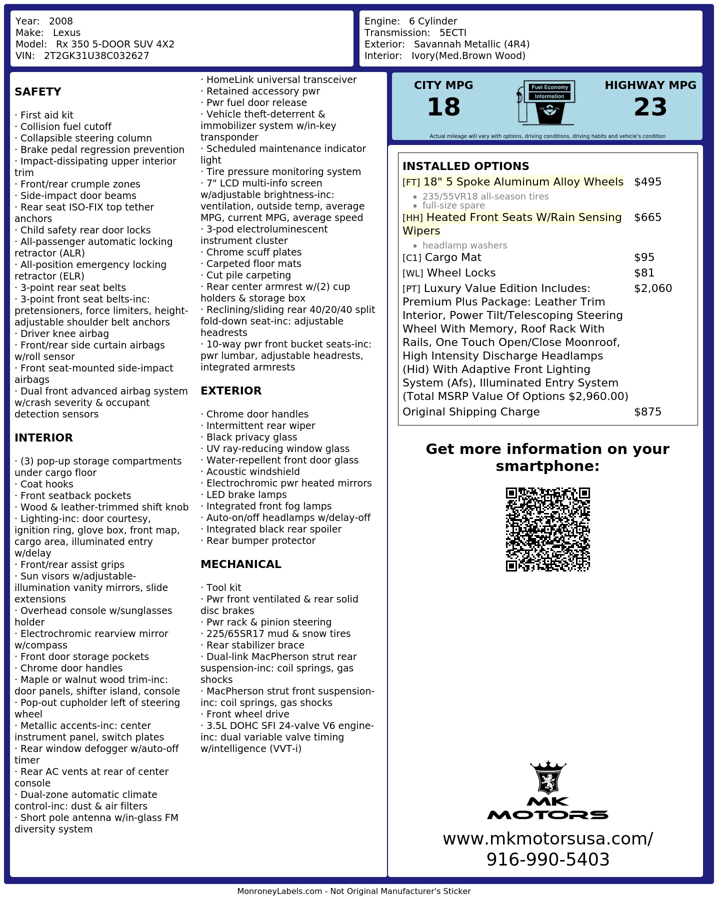Monroney Label