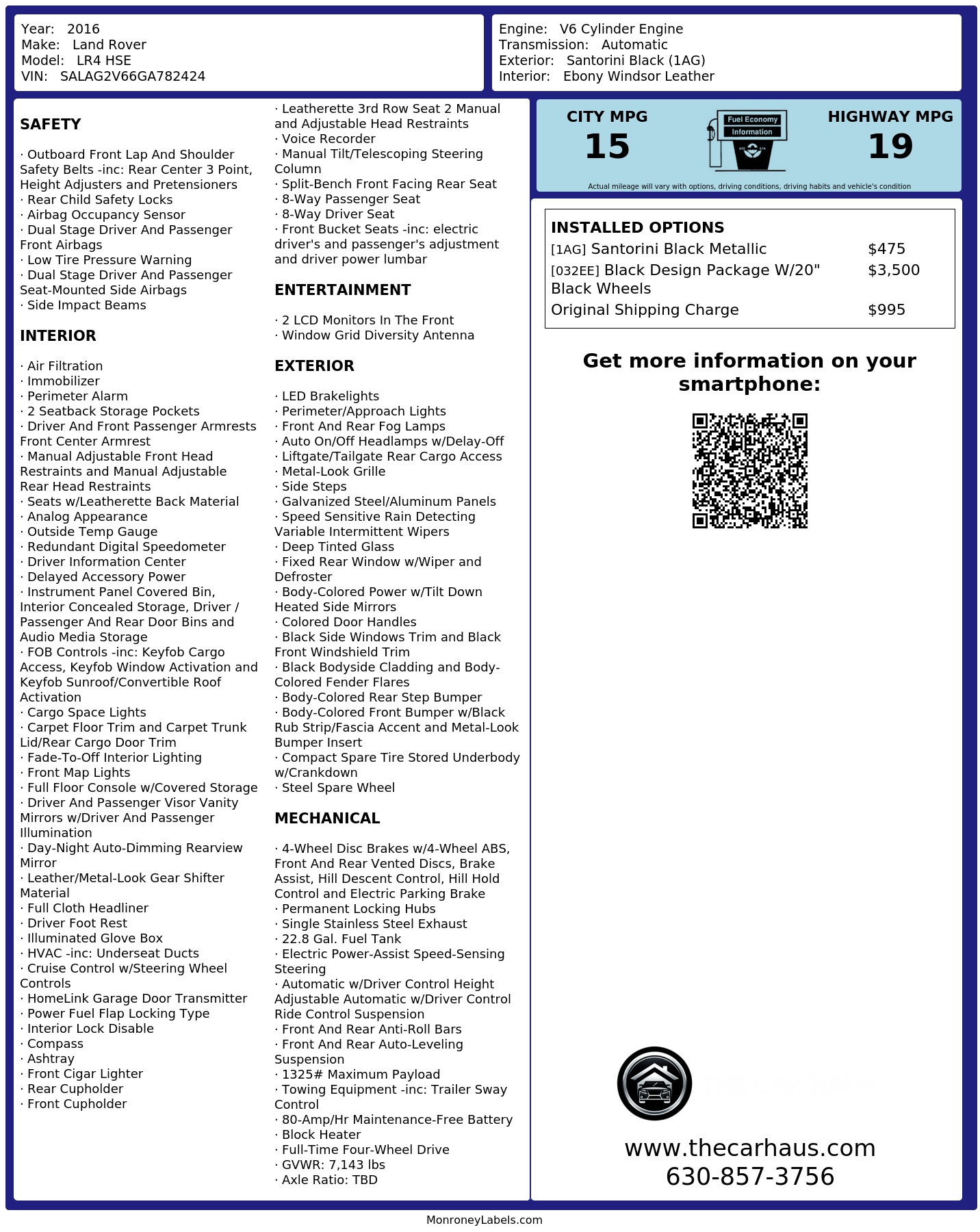 Monroney Label