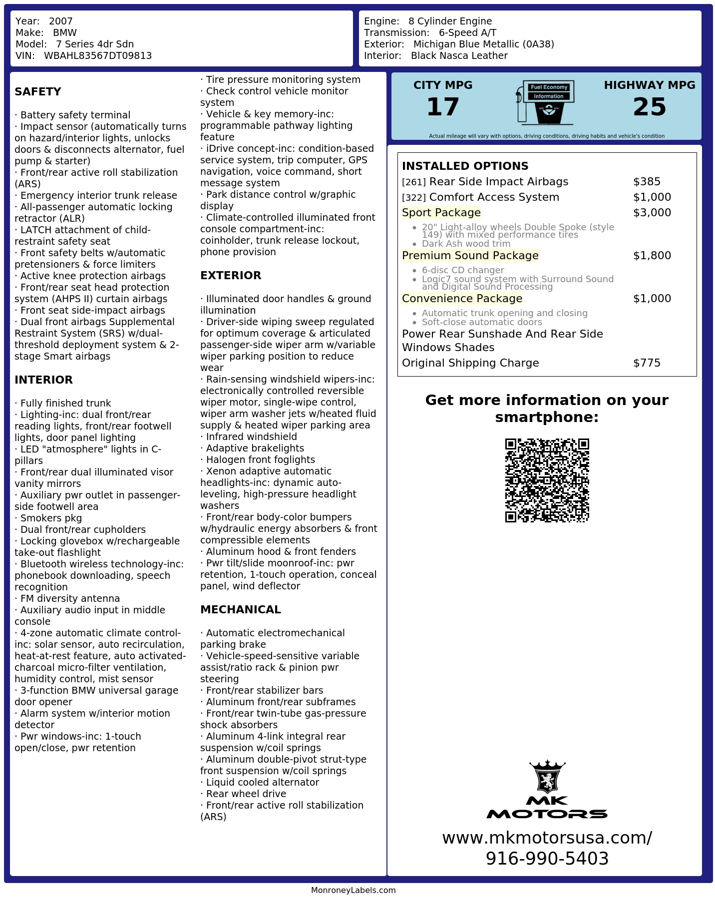Monroney Label