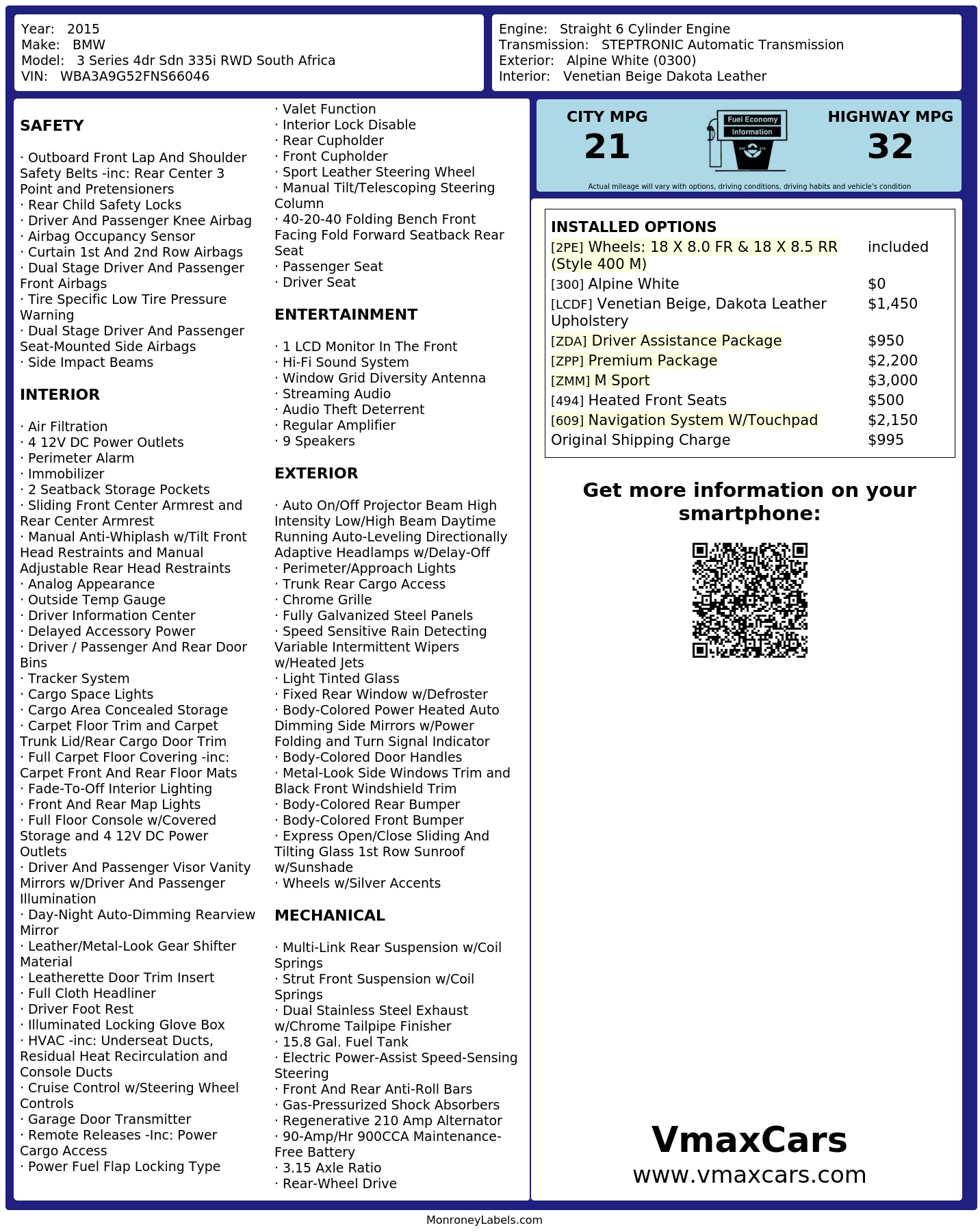 Monroney Label
