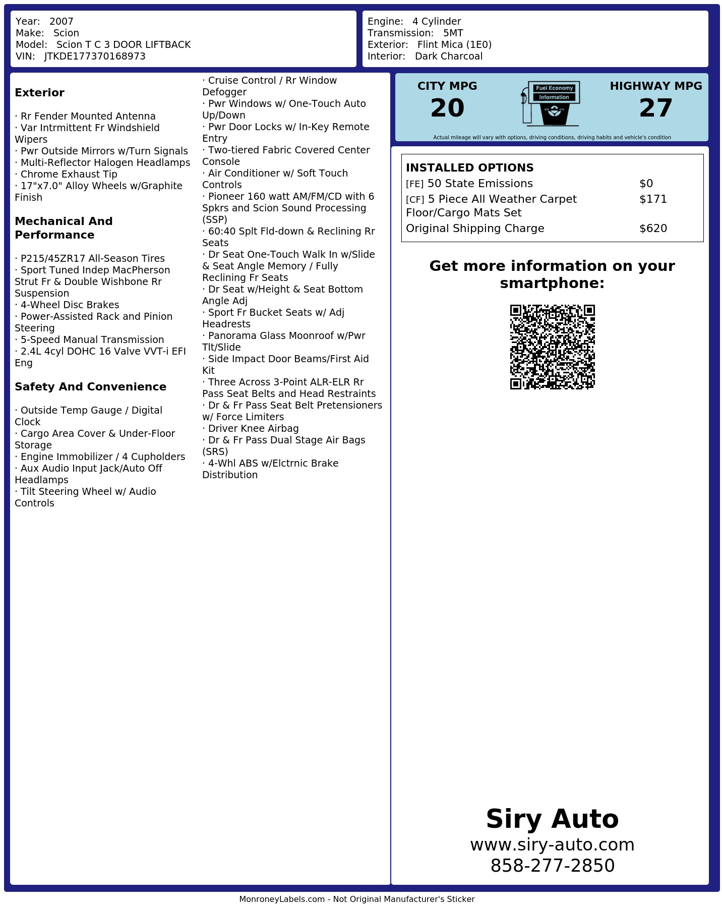 Monroney Label
