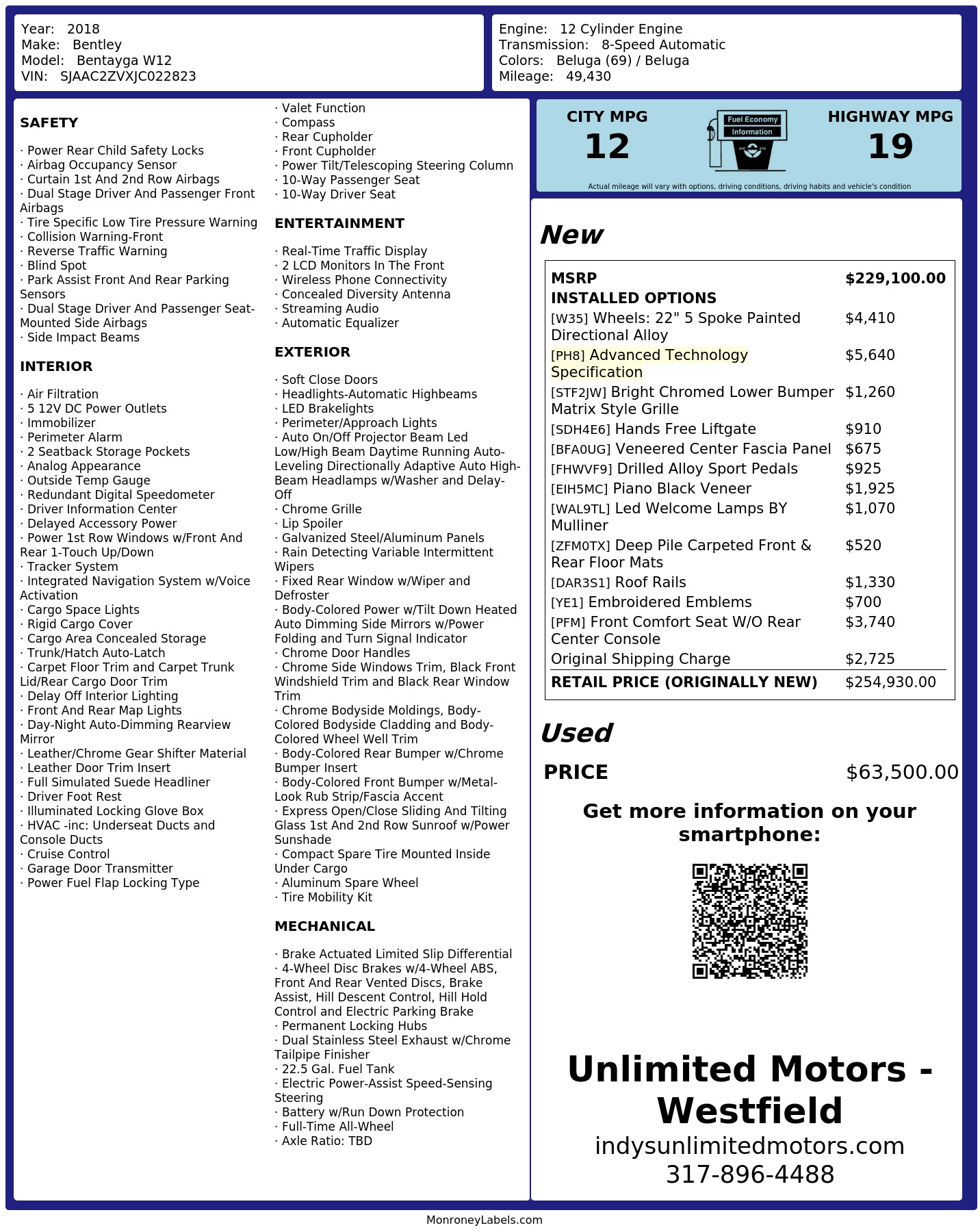 Monroney Label