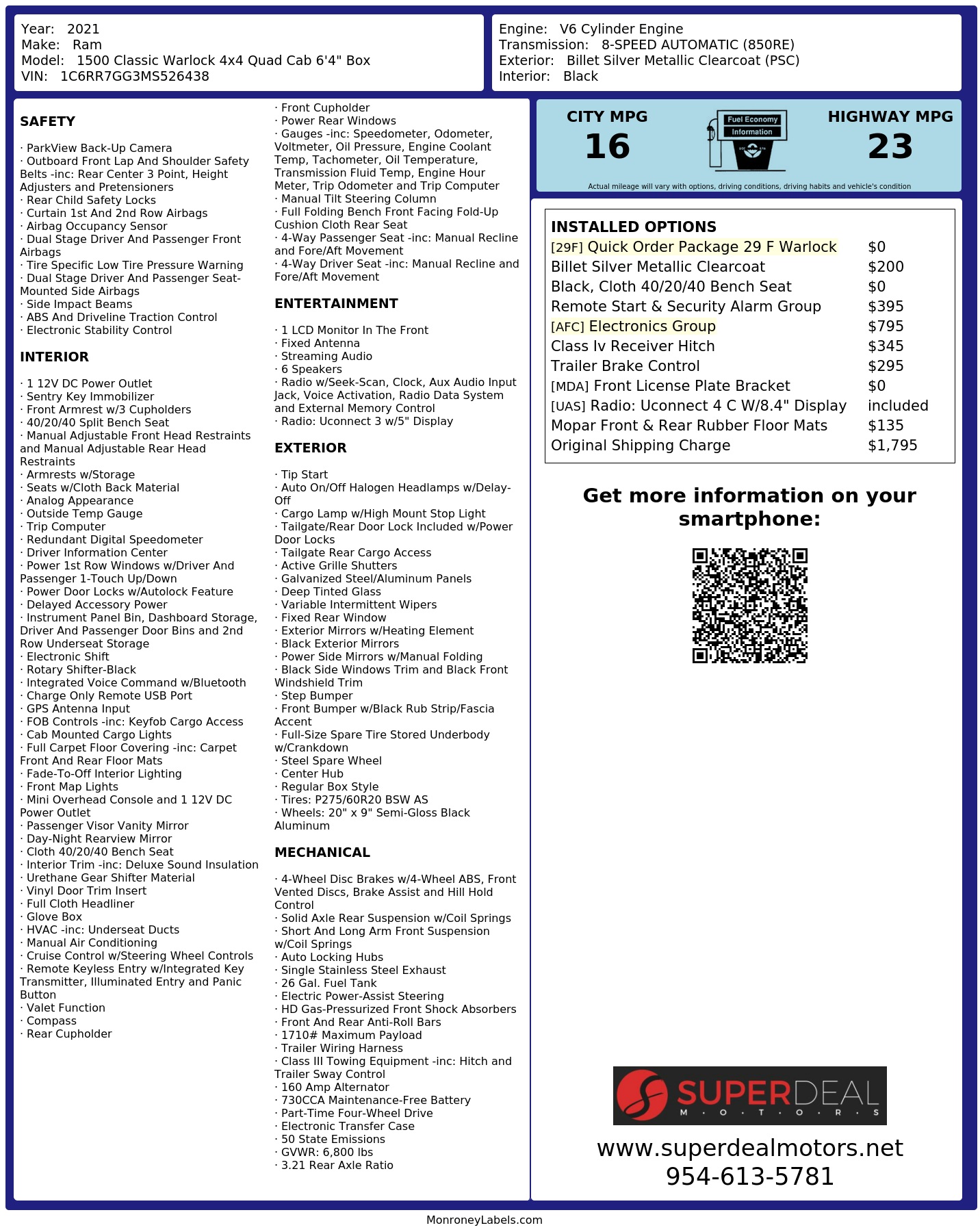 Monroney Label