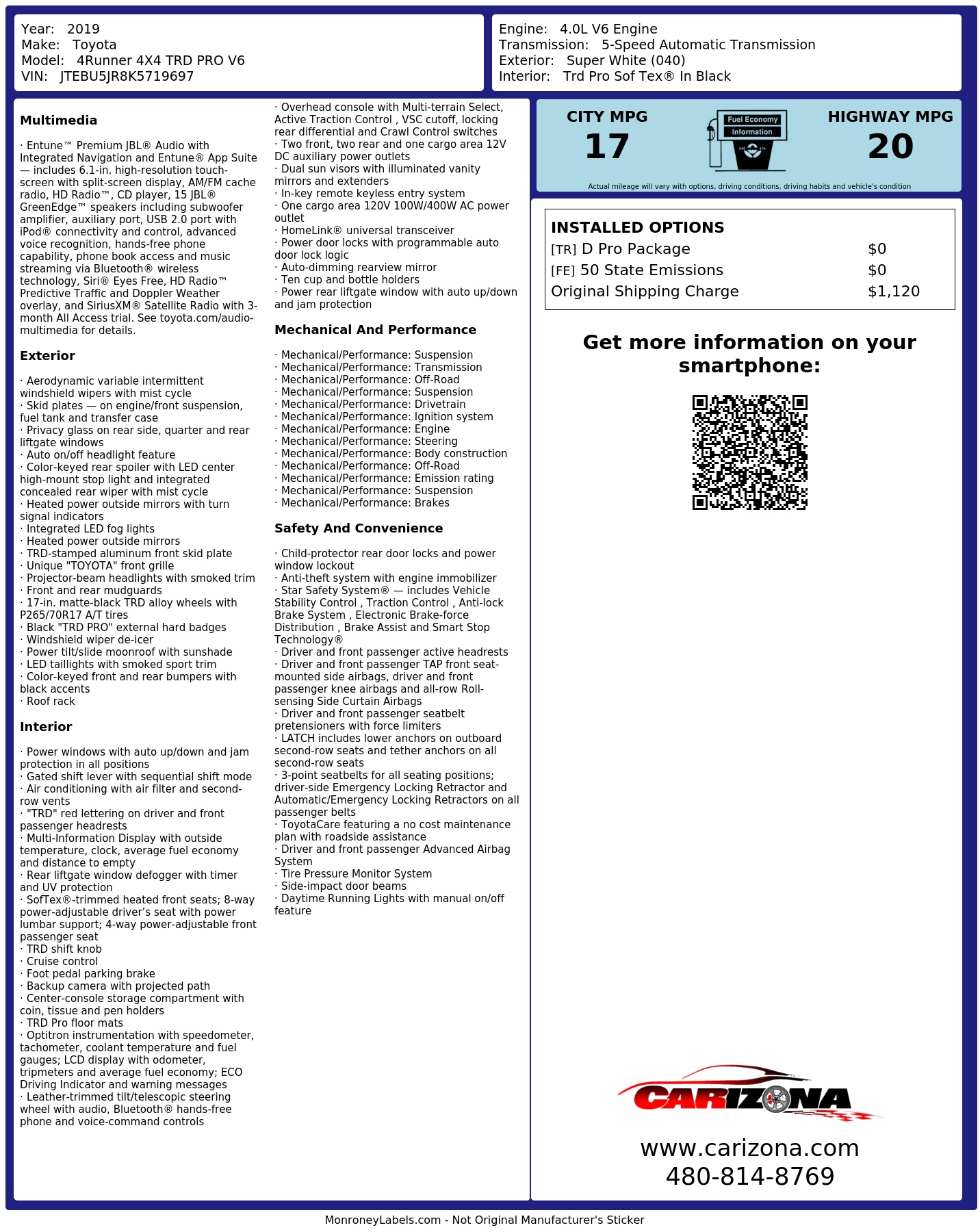 Monroney Label