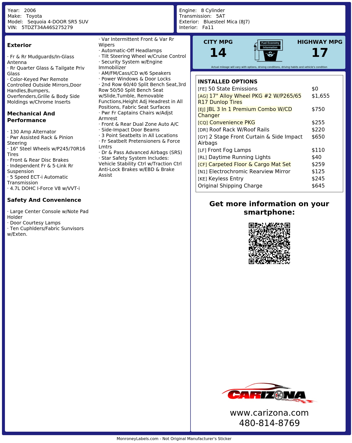 Monroney Label