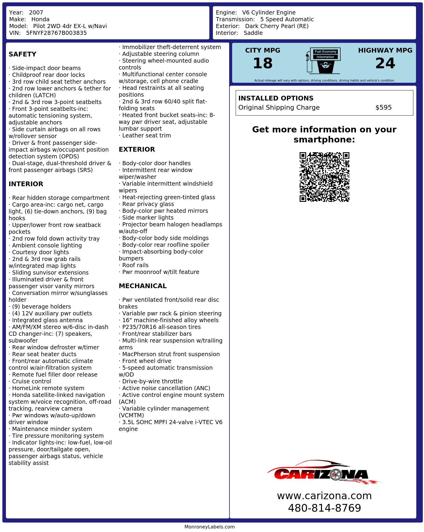 Monroney Label