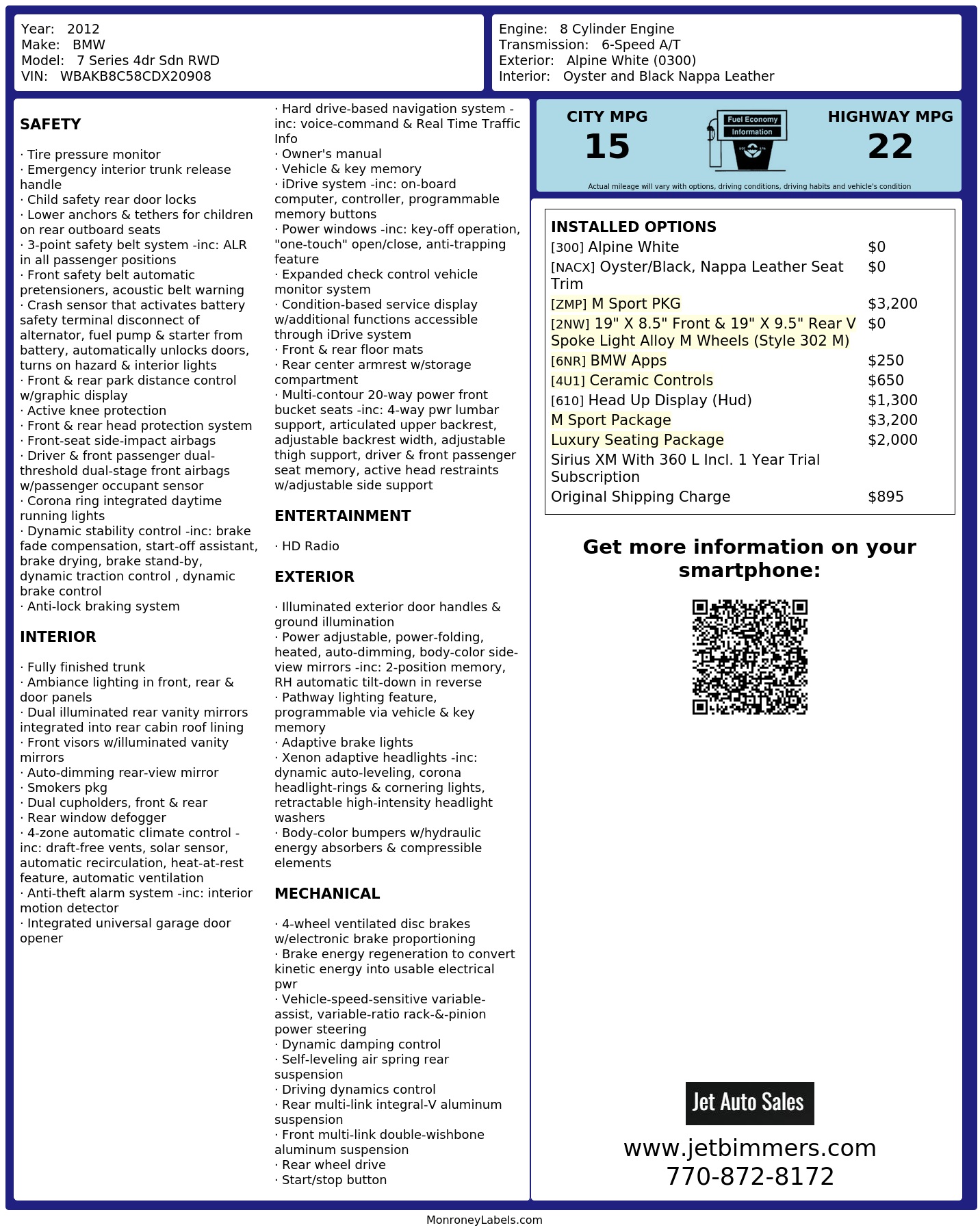 Monroney Label