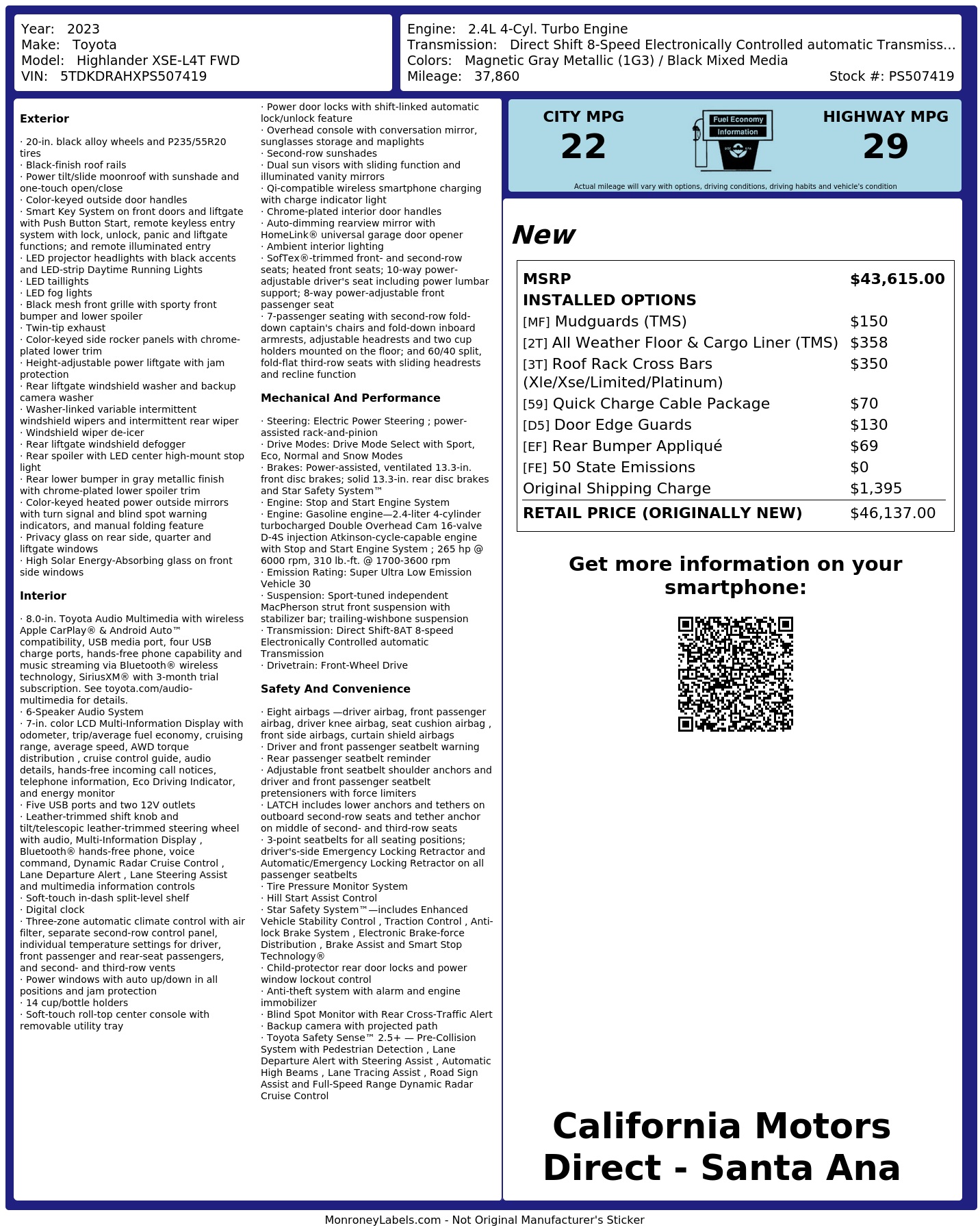Monroney Label