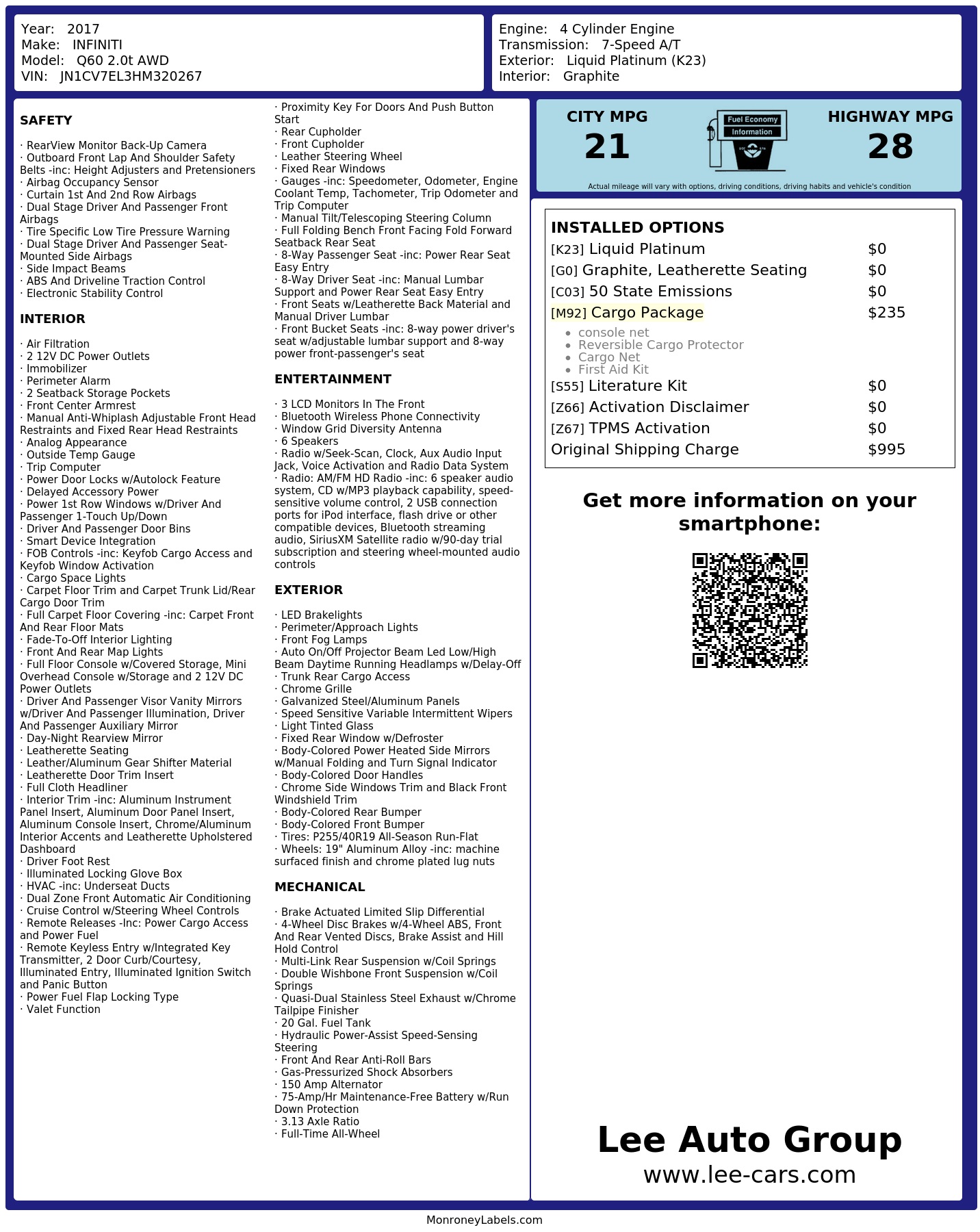 Monroney Label
