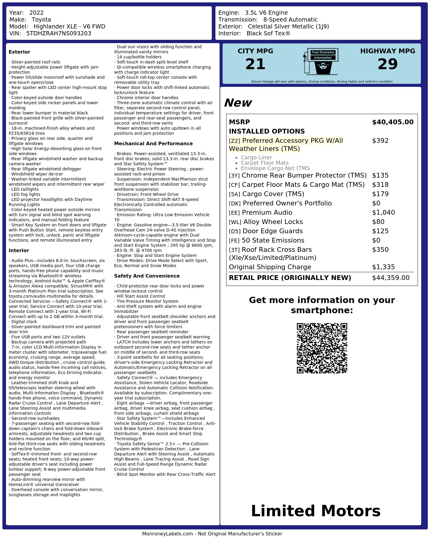 Monroney Label