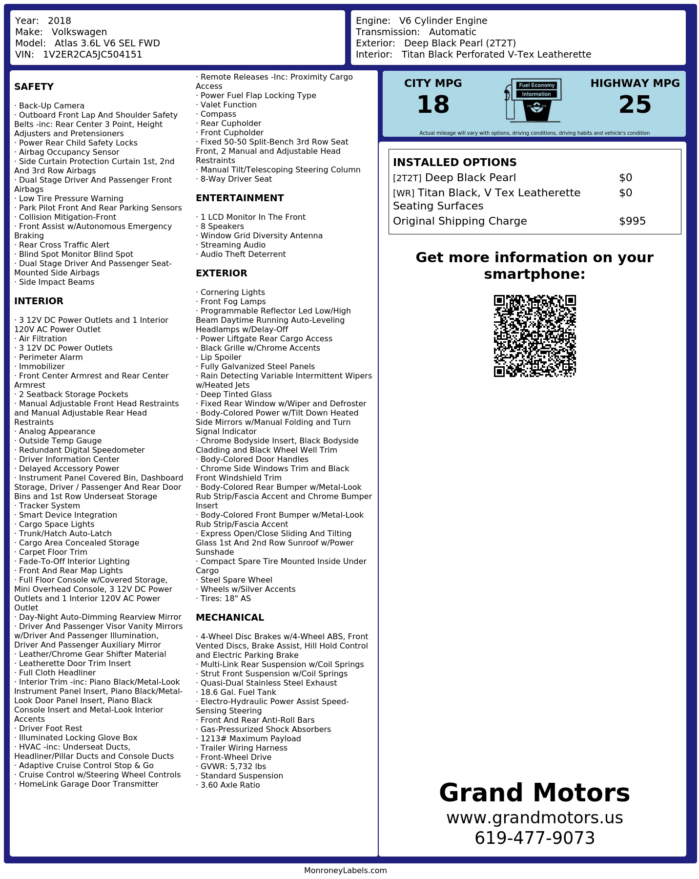 Monroney Label
