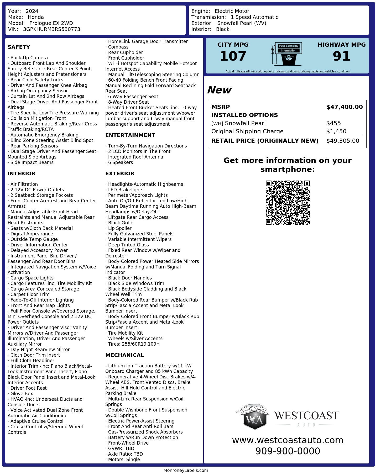 Monroney Label