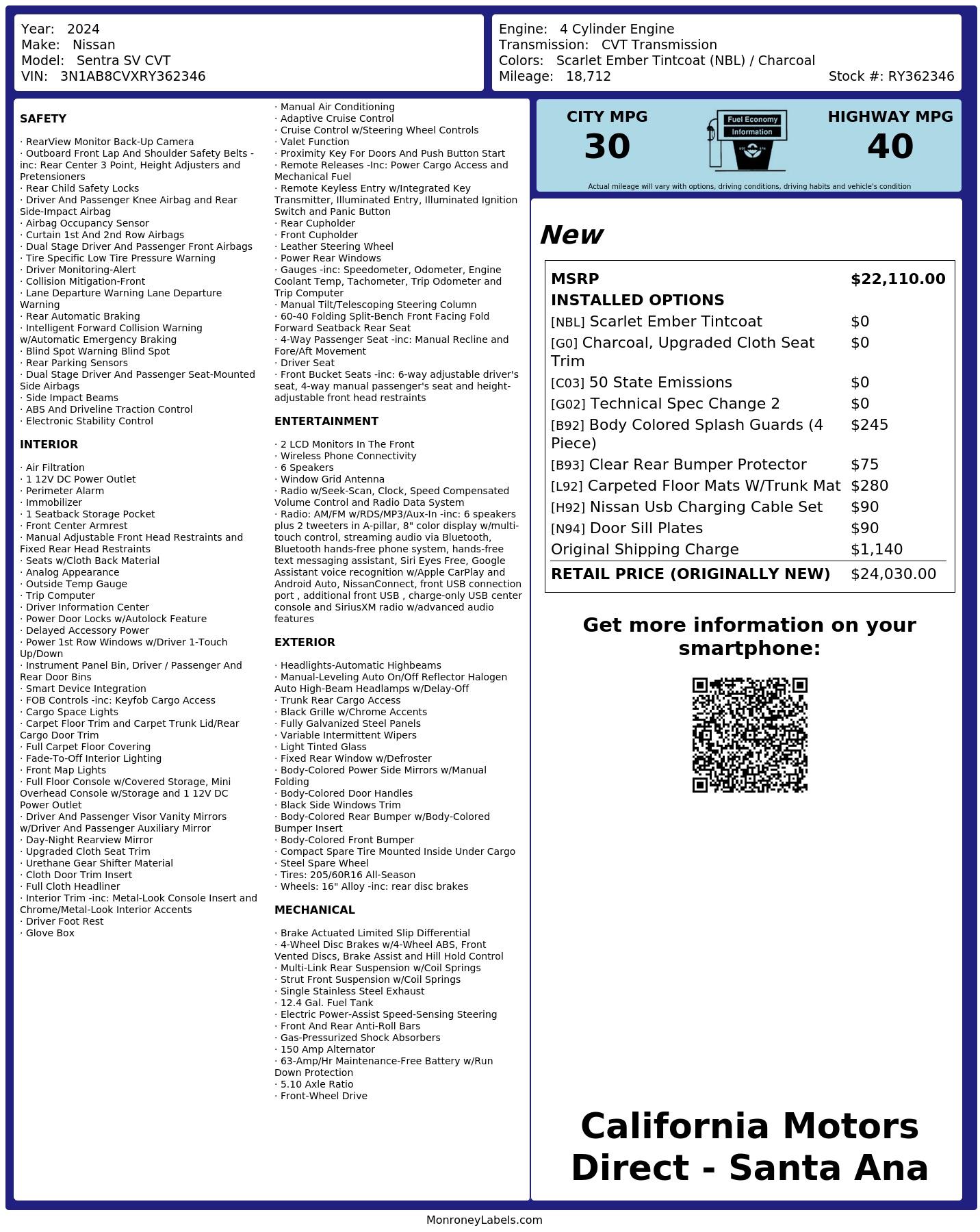 Monroney Label